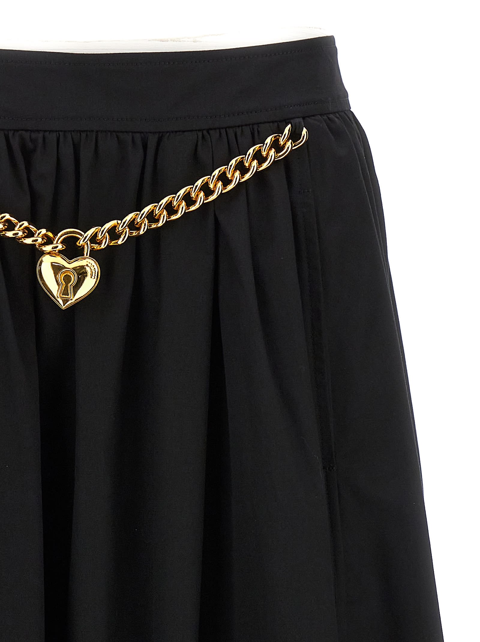 Shop Moschino Pleated Midi Skirt In Black