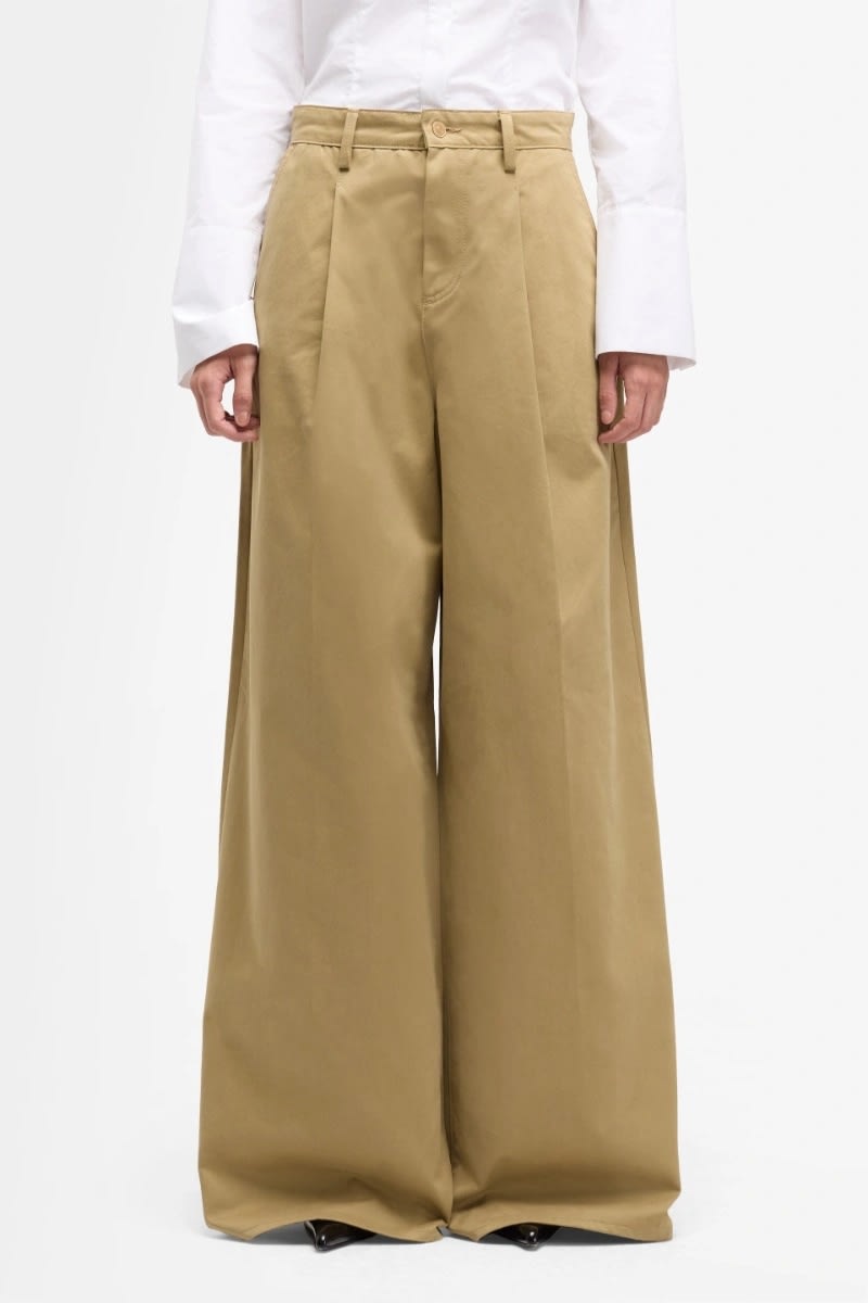 7 For All Mankind Pleated Wide Trouser Twill Sand Storm In Neutral