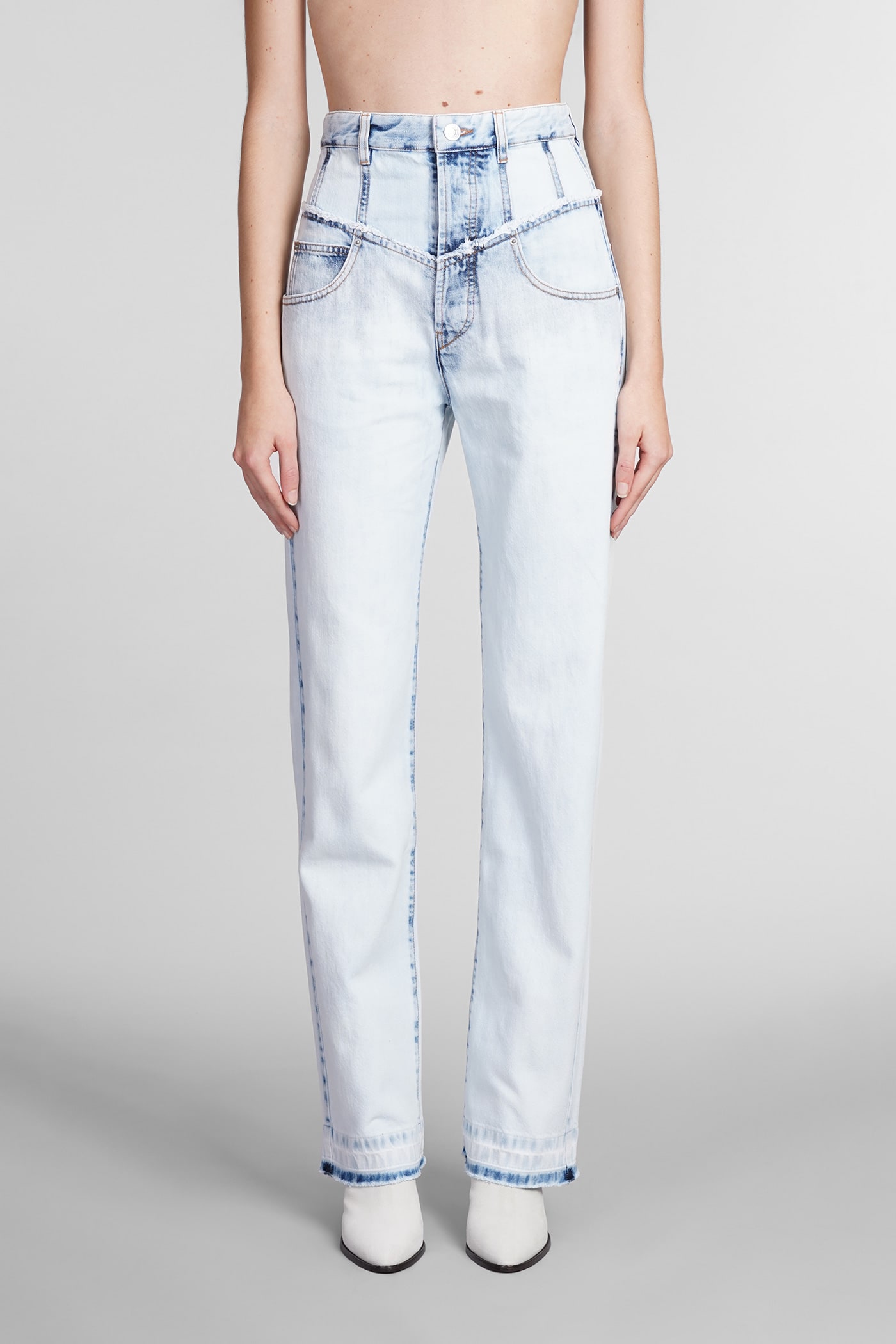Isabel Marant Noemie Jeans In Cyan Cotton