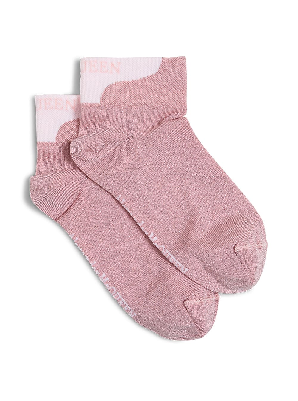 Alexander McQueen Pink Lurex Socks With Logo Print