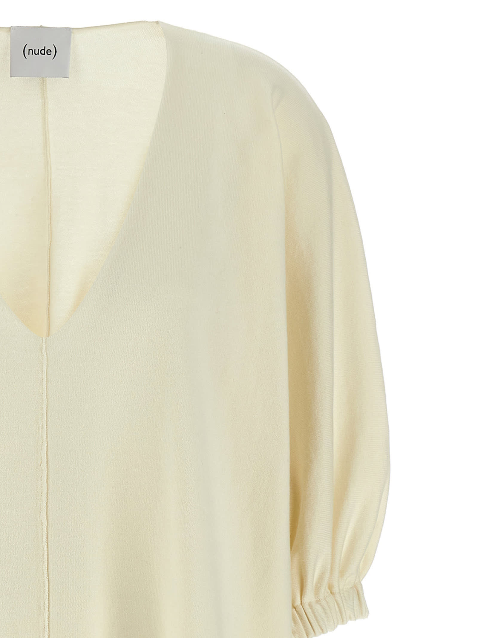 Nude Drawstring Sweatshirt In White