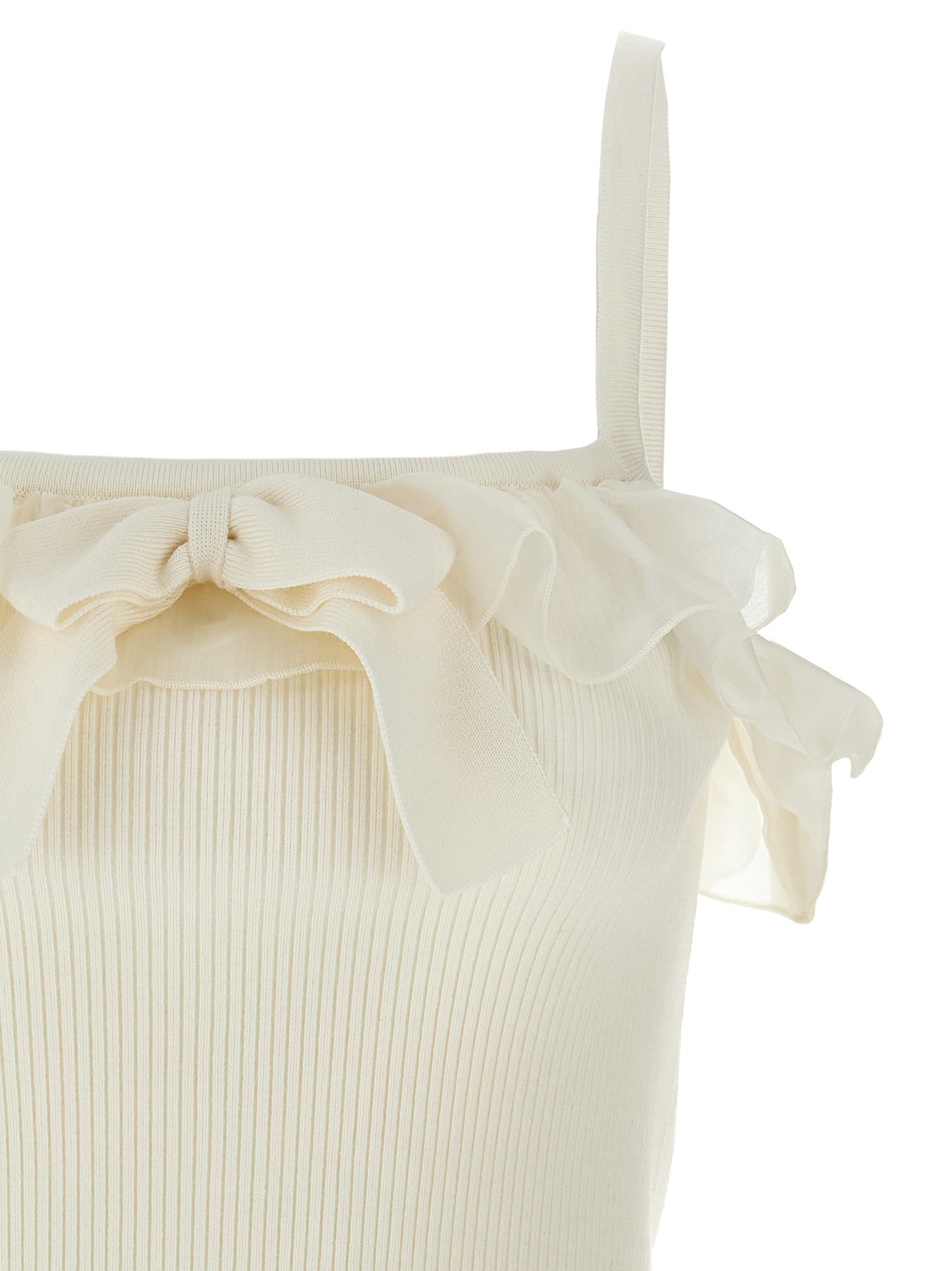 Alessandra Rich Ruffle Top Tops White In White