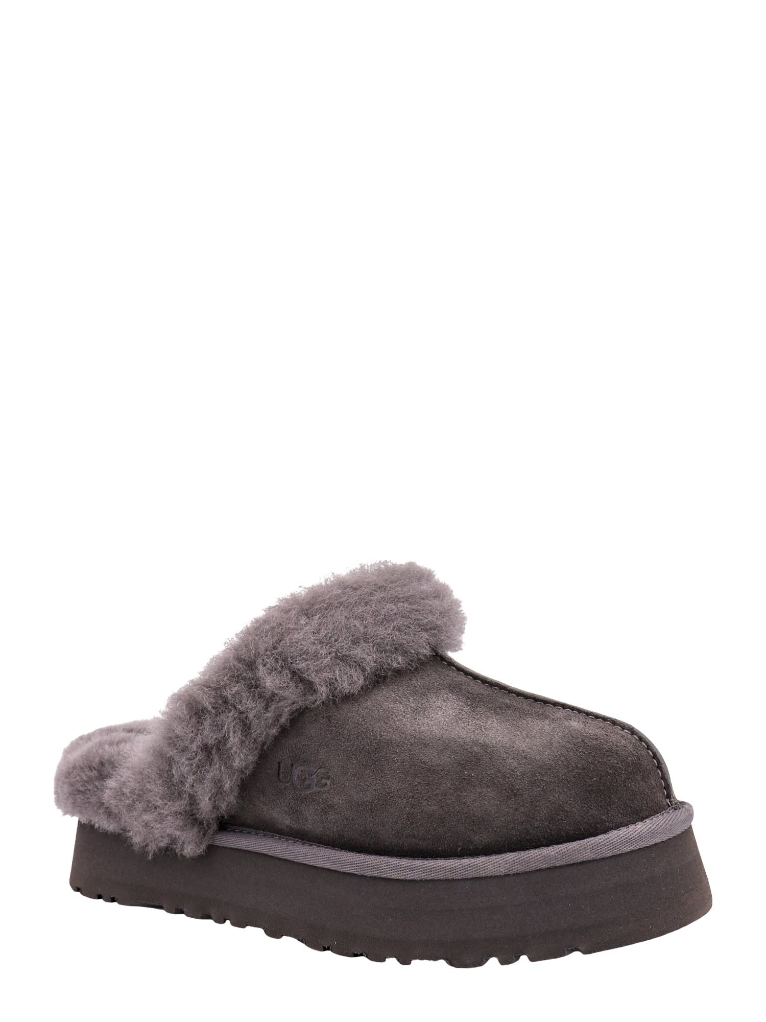 Ugg Gray Mule In Mutton With 3cm Platfoarm In Grigio