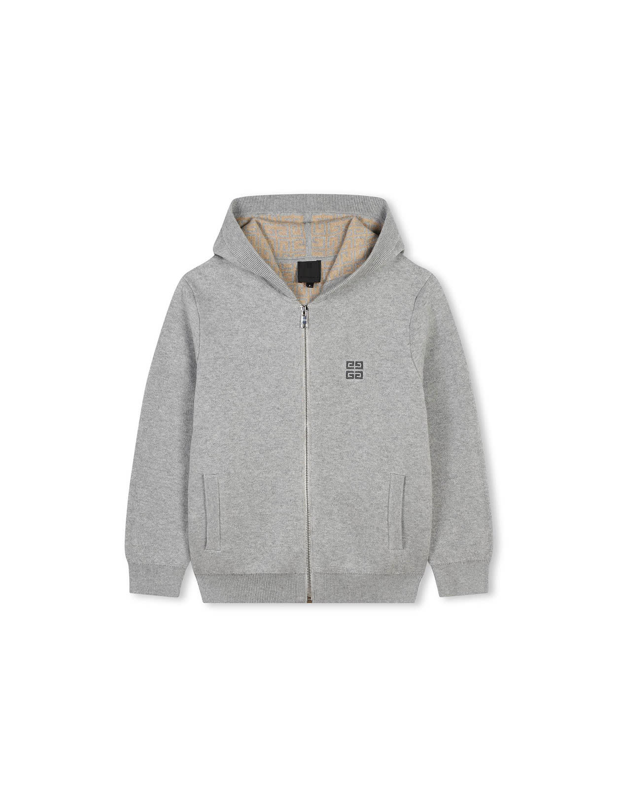Givenchy Grey Zip-up Hoodie With 4g Motif In Grigio