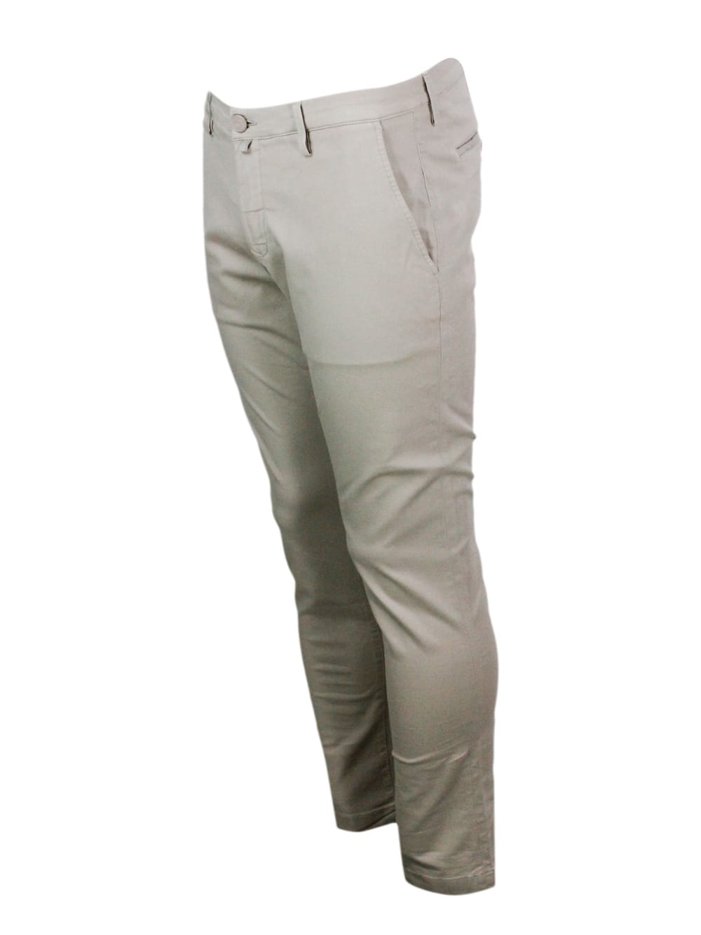 Shop Jacob Cohen Luxury Edition Bobby Chino Trousers In Soft Stretch Cotton With Slant Pockets With Zip And Button Cl In Beige