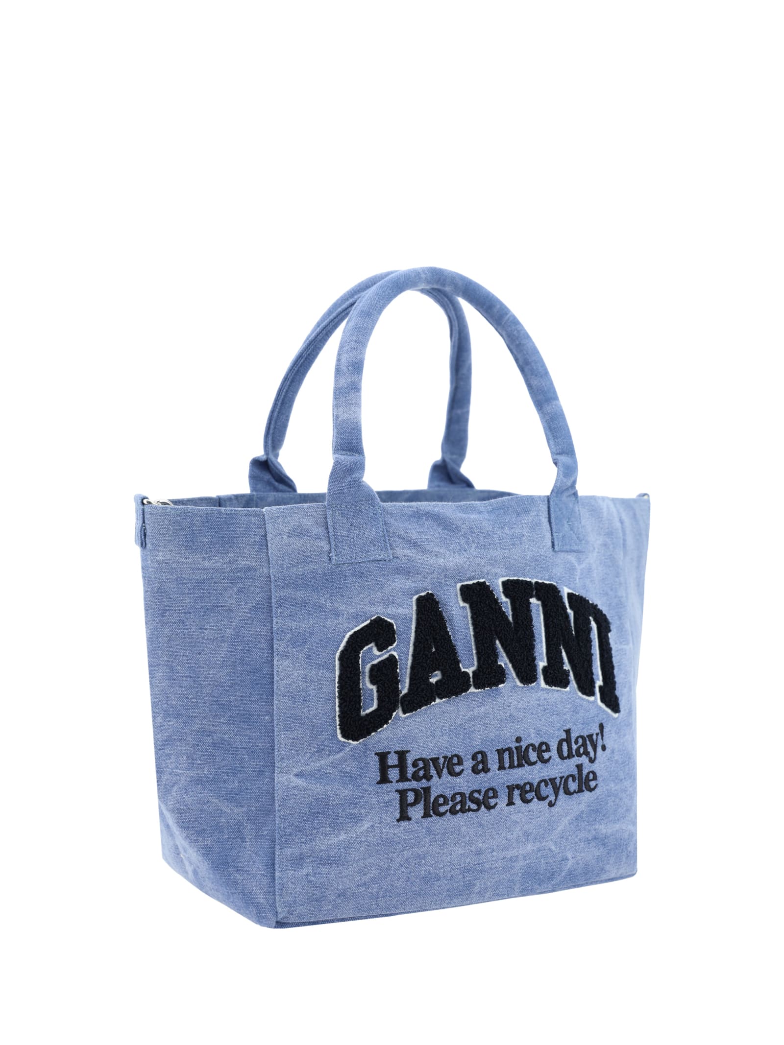 Shop Ganni Easy Shopper Handbag In Light Blue Vintage