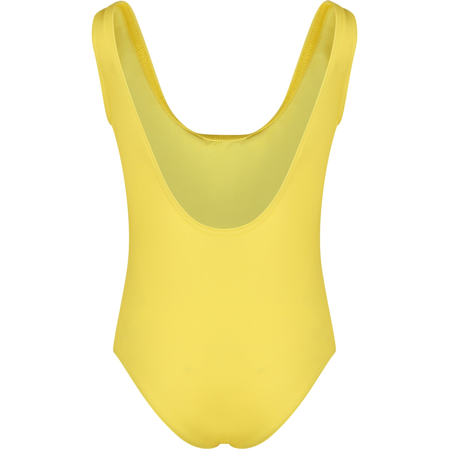 Shop Moschino Yellow Swimsuit For Girl With Logo
