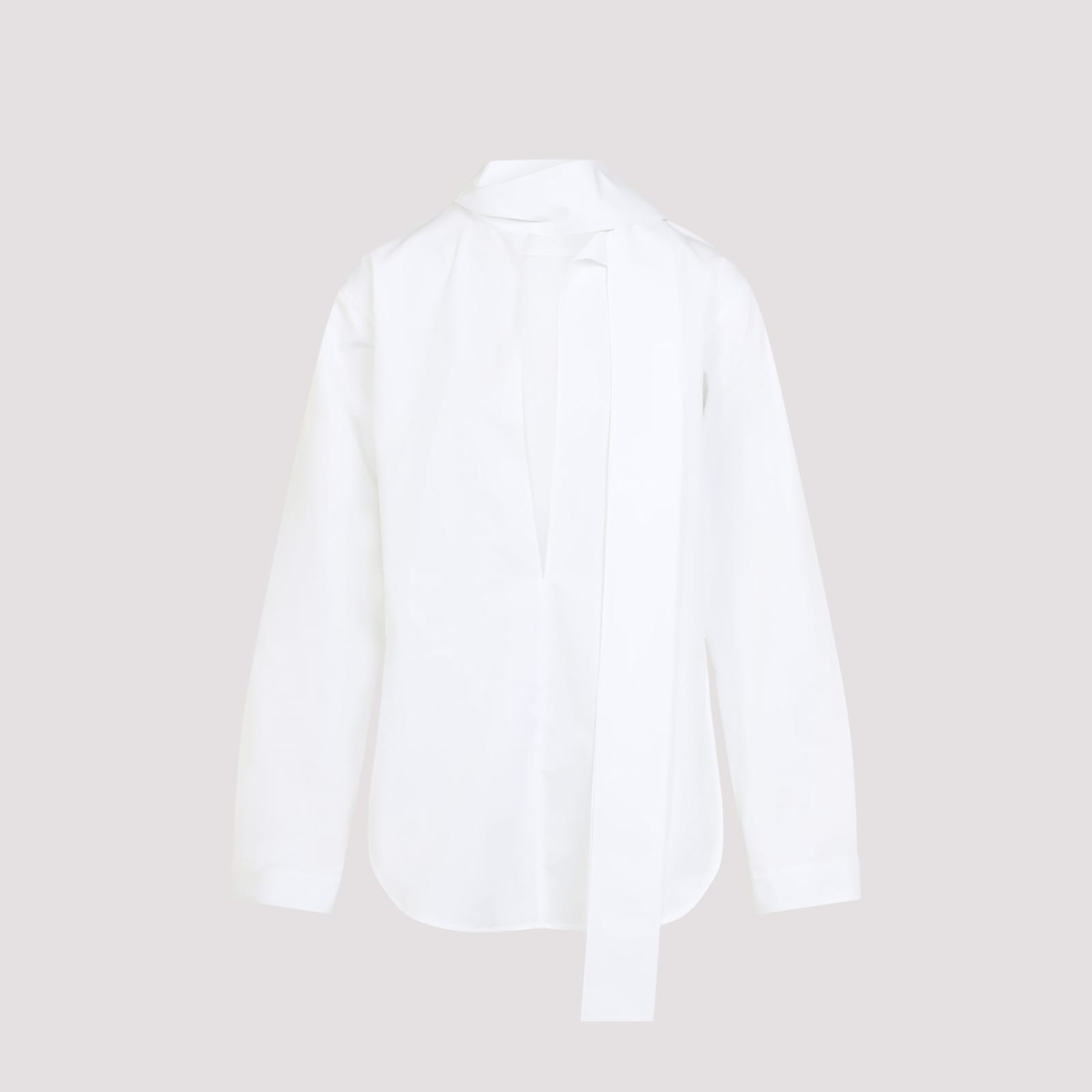 Alaïa Elegant Cotton Scarf Blouse For Women In Blanc