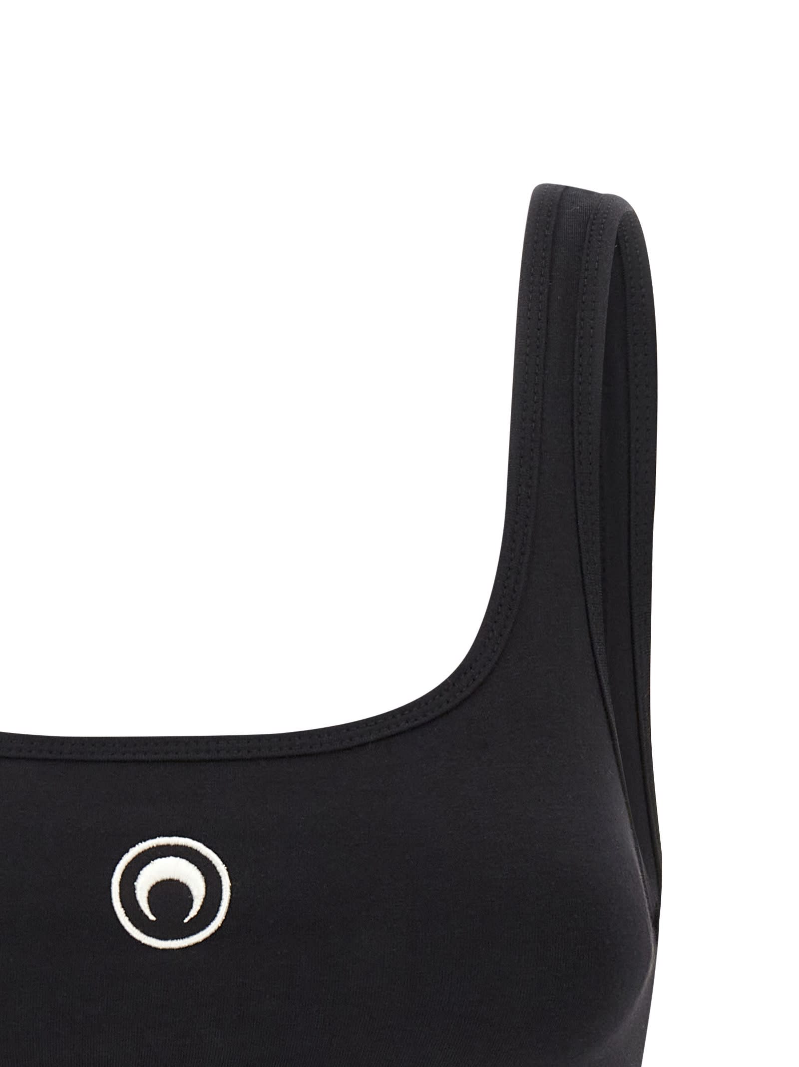 Marine Serre Moon Logo Stretched Jersey Sport Top In Black