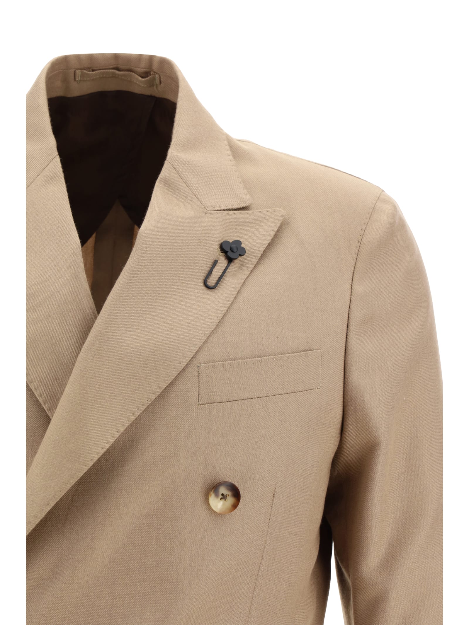 Shop Lardini Blazer Jacket In Camel