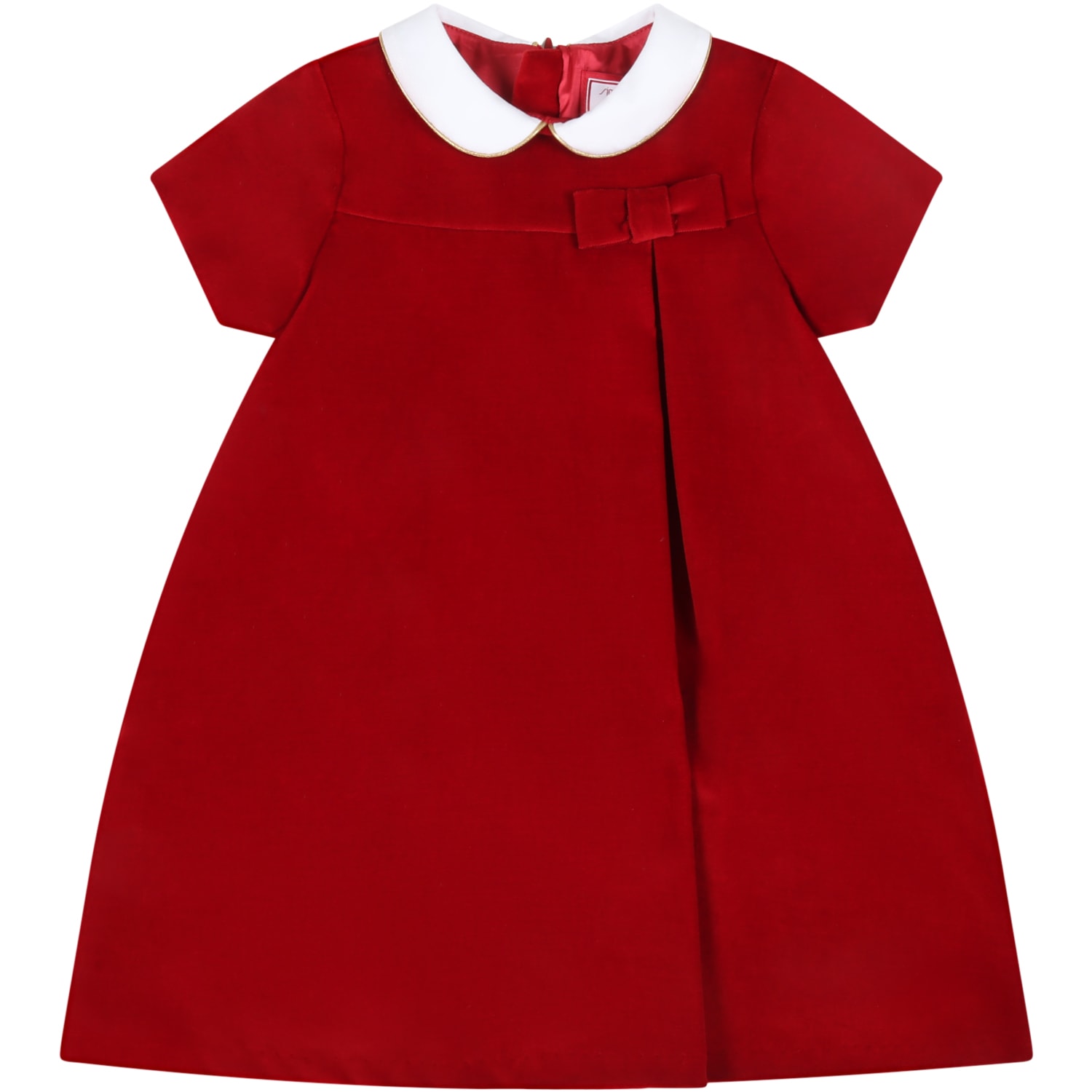 Simonetta Red Dress For Baby Girl With Biw
