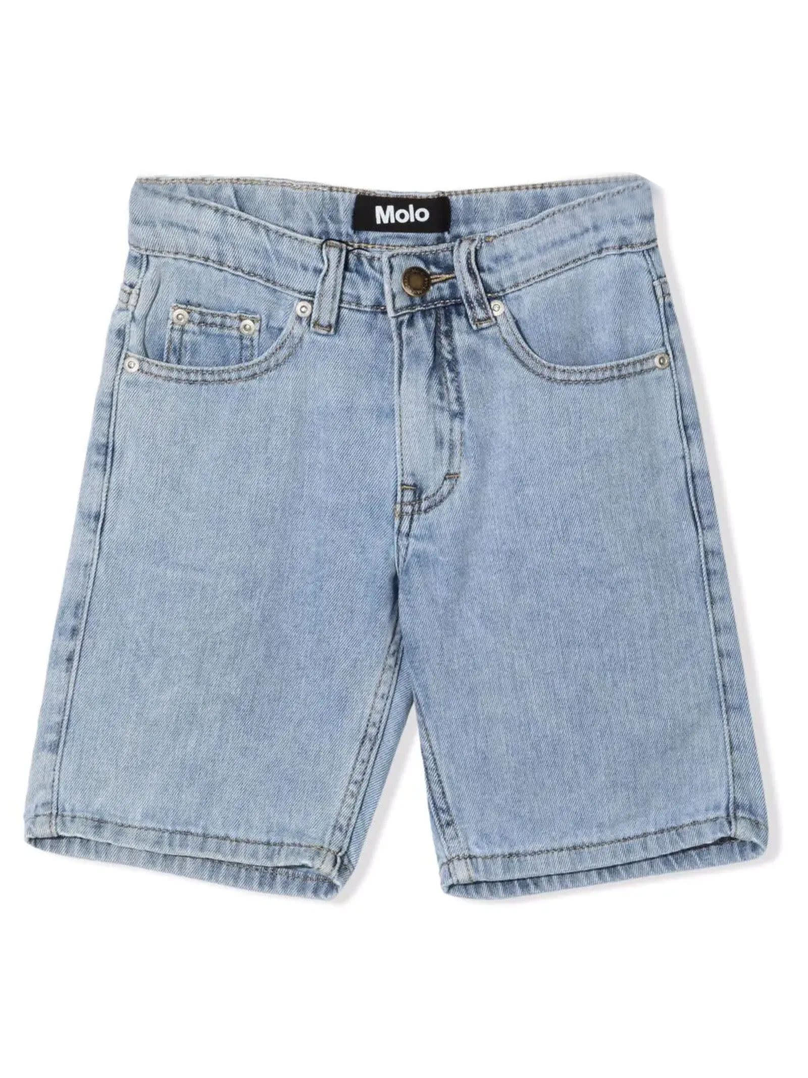 Molo Blue Cotton Denim Shorts