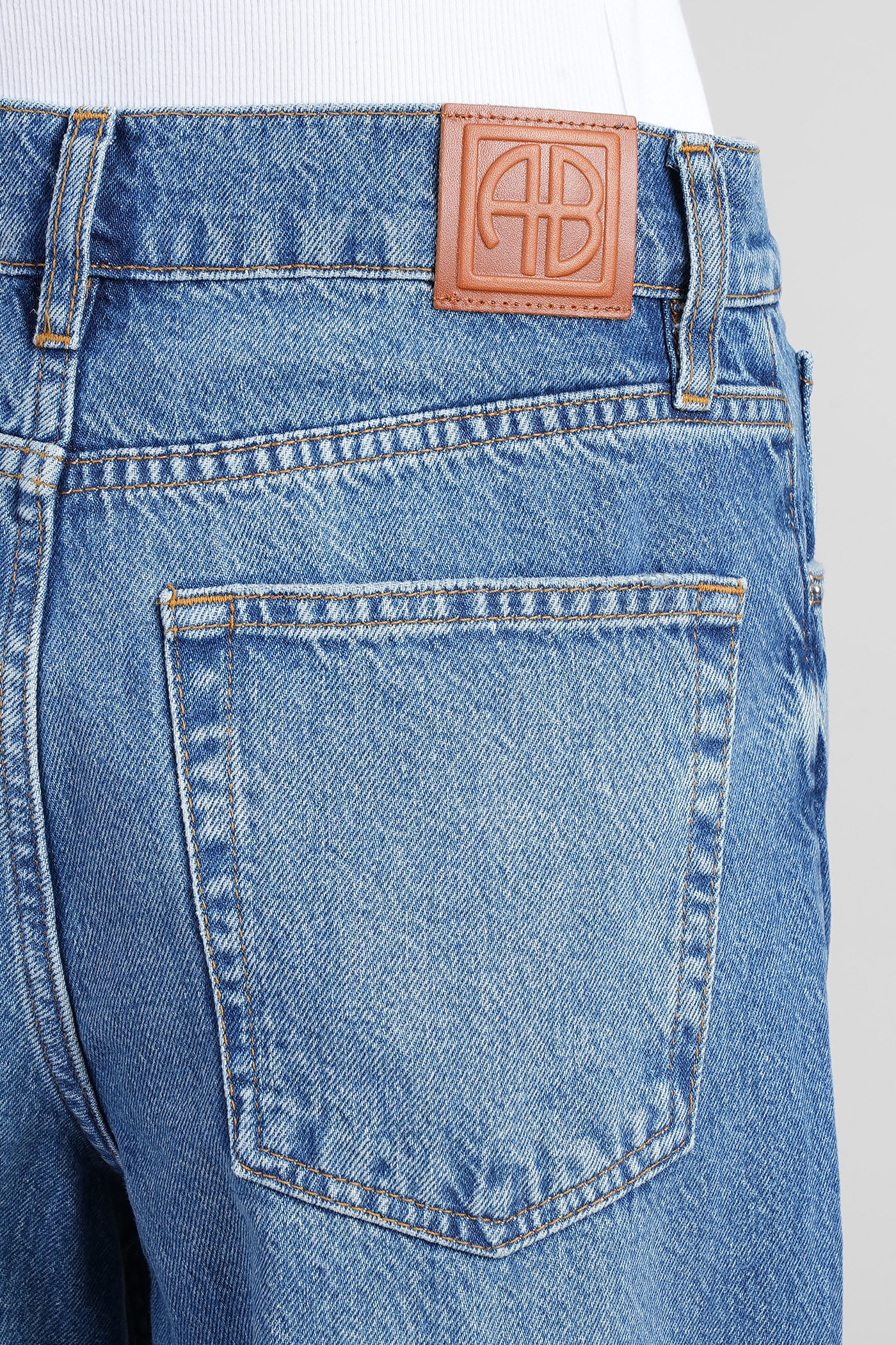 Shop Anine Bing Brie Jeans In Blue Cotton