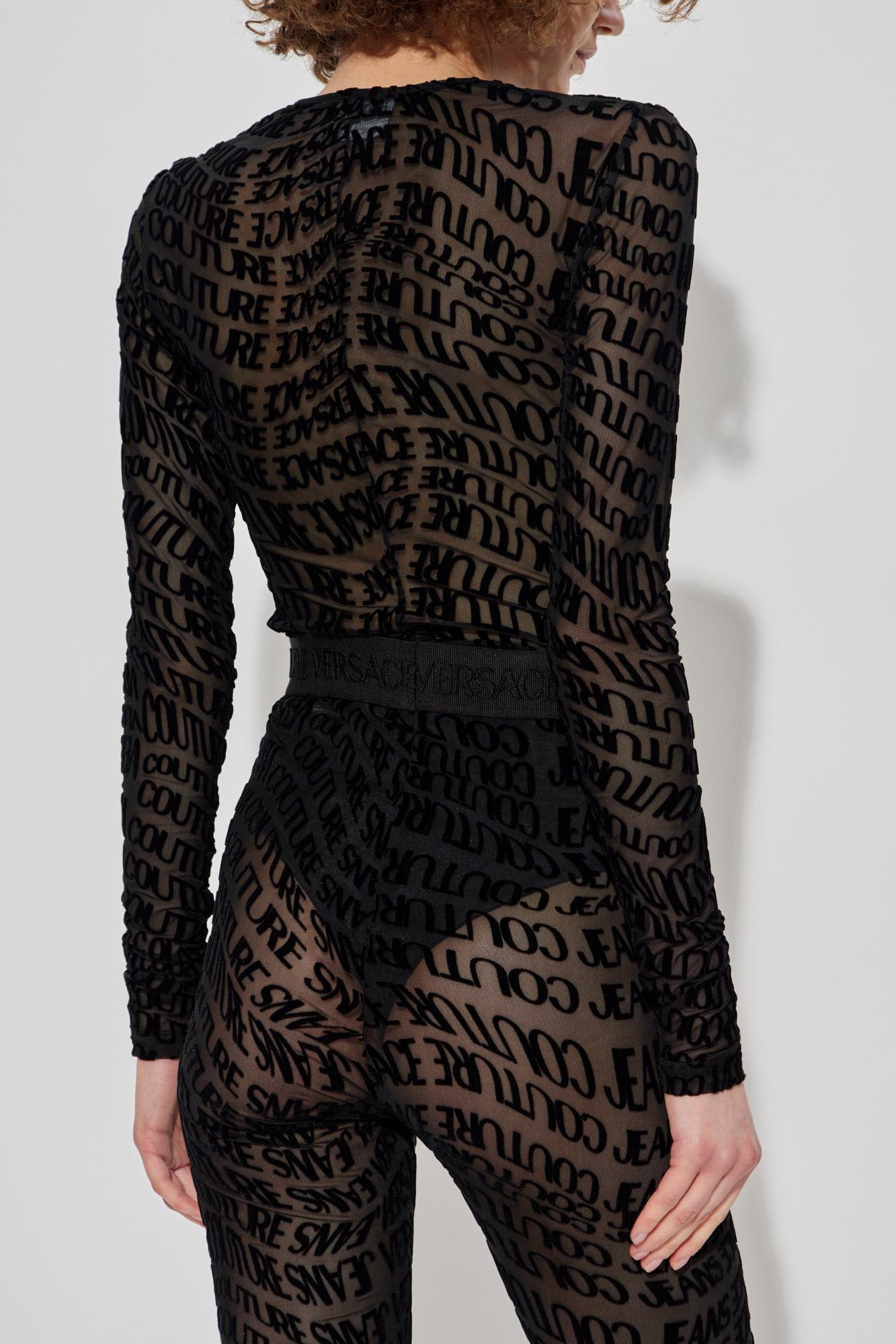 Versace Jeans Couture Body With Logo And Velvety Finish In Black