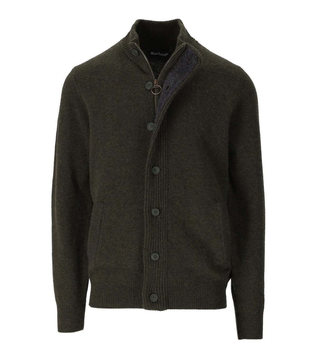 Shop Barbour Essential Patch Green Cardigan In Seaweed