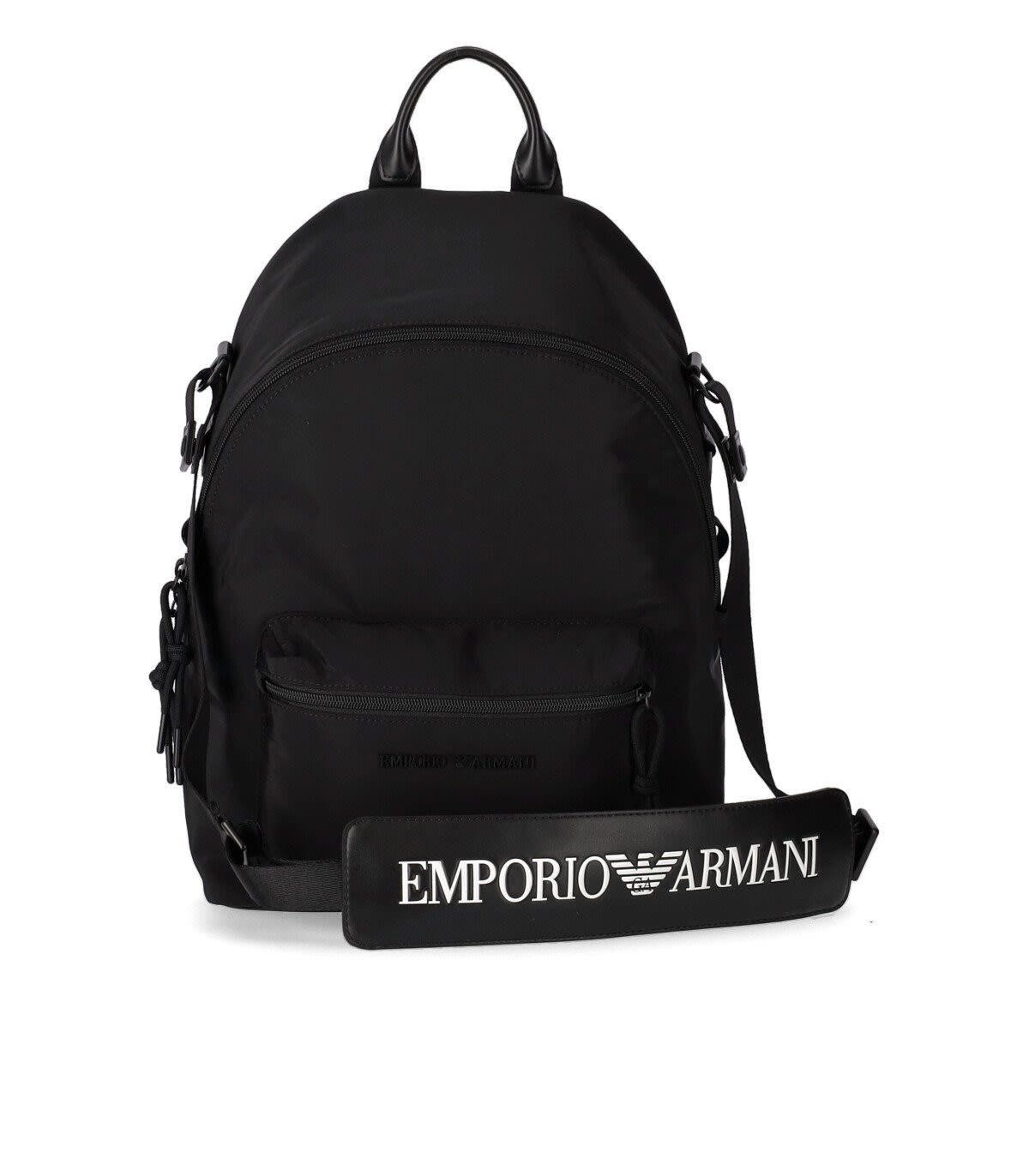 Emporio Armani Black Backpack With Logo