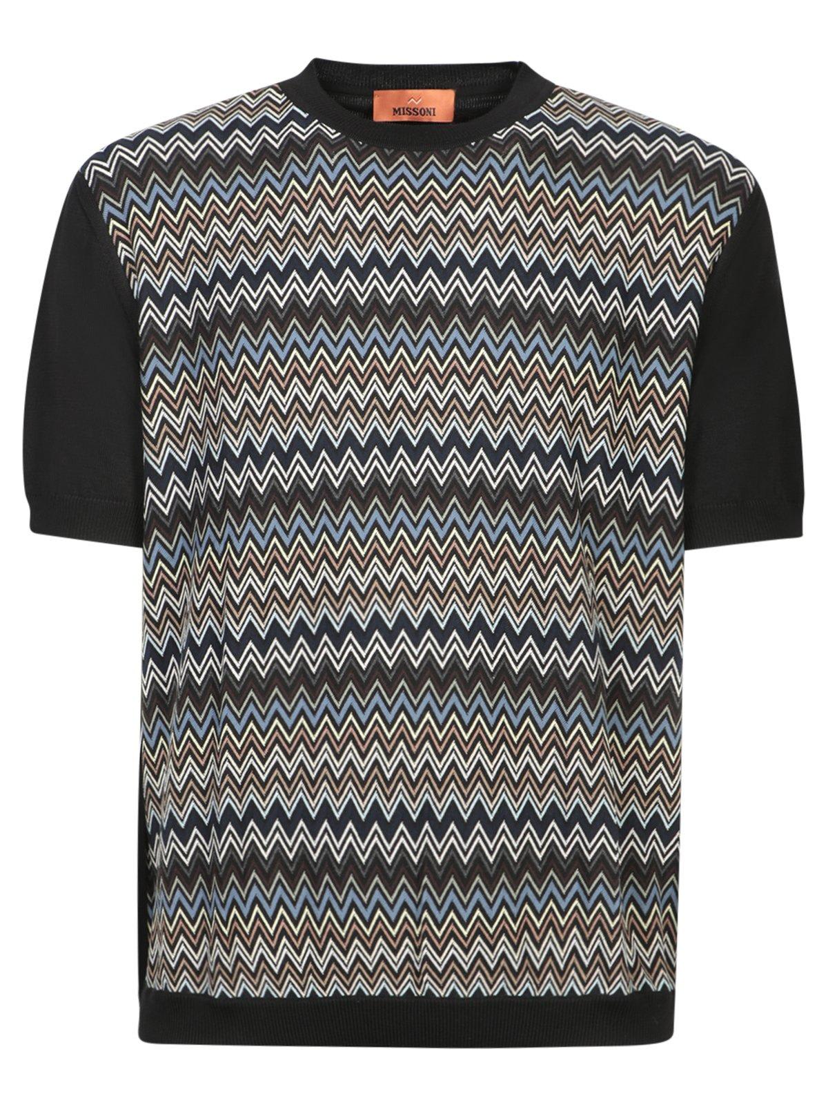 Shop Missoni Zigzag Knitted T-shirt In Brown