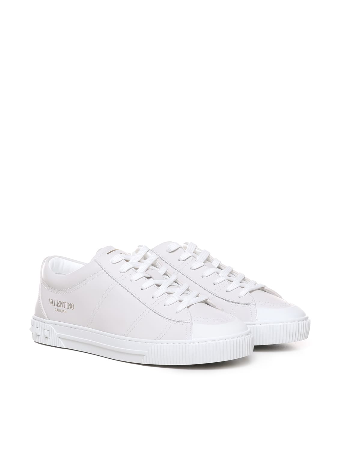 Shop Valentino Sneakers With Rockstud Details In Bianco/bianco