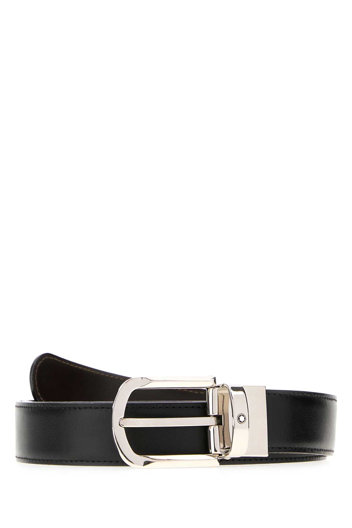 Black Leather Reversible Belt