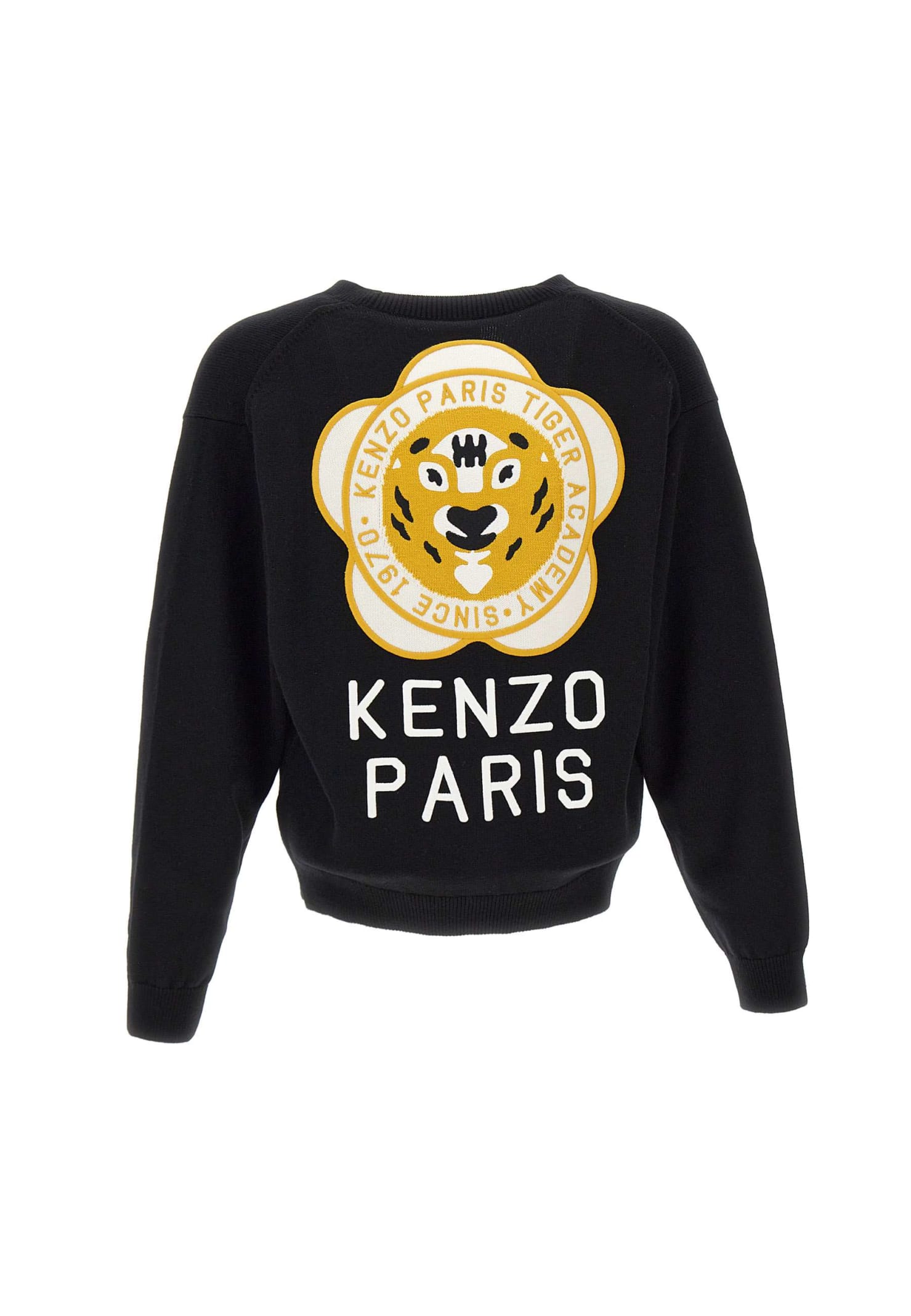 Shop Kenzo Tiger Academy Wool And Cotton Cardigan In Black