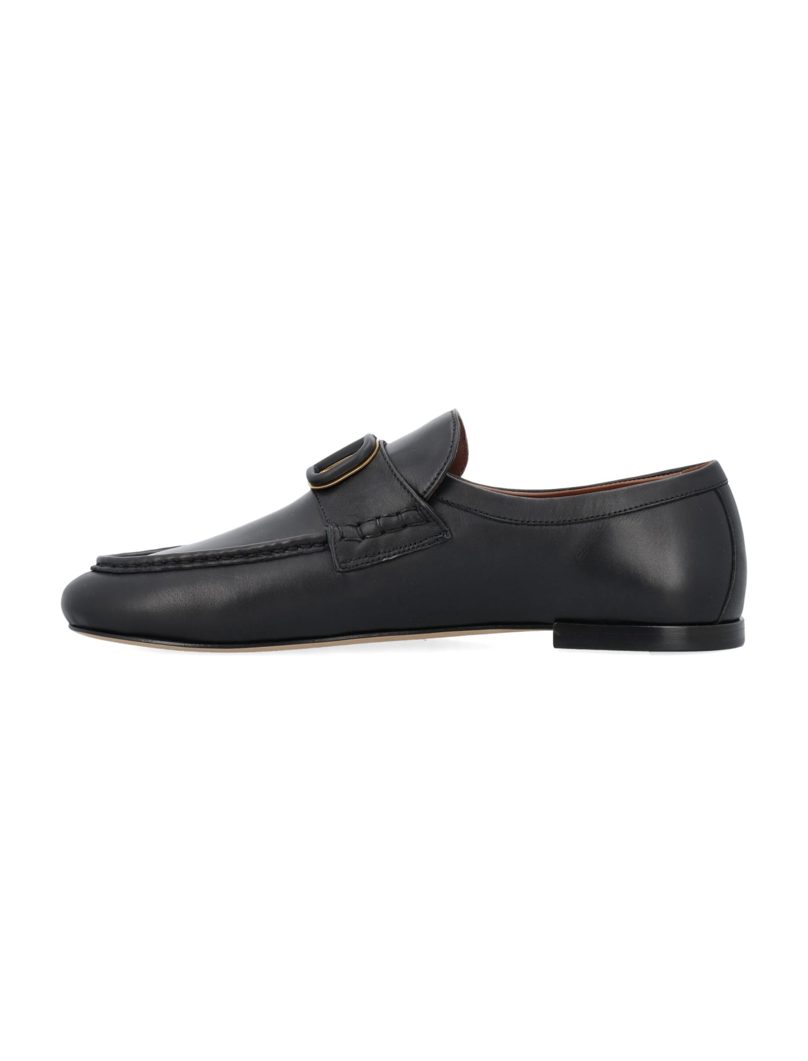 Shop Valentino Vlogo Signature Calfskin Nappa Loafer In Black