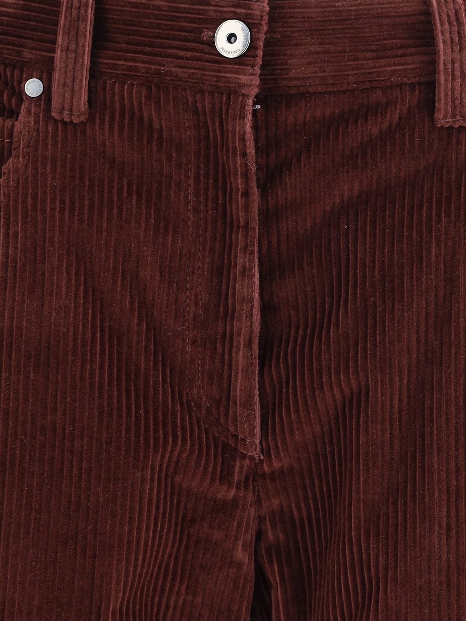 Brunello Cucinelli Wide-leg Bordeaux Velvet Trousers Women In Burgundy