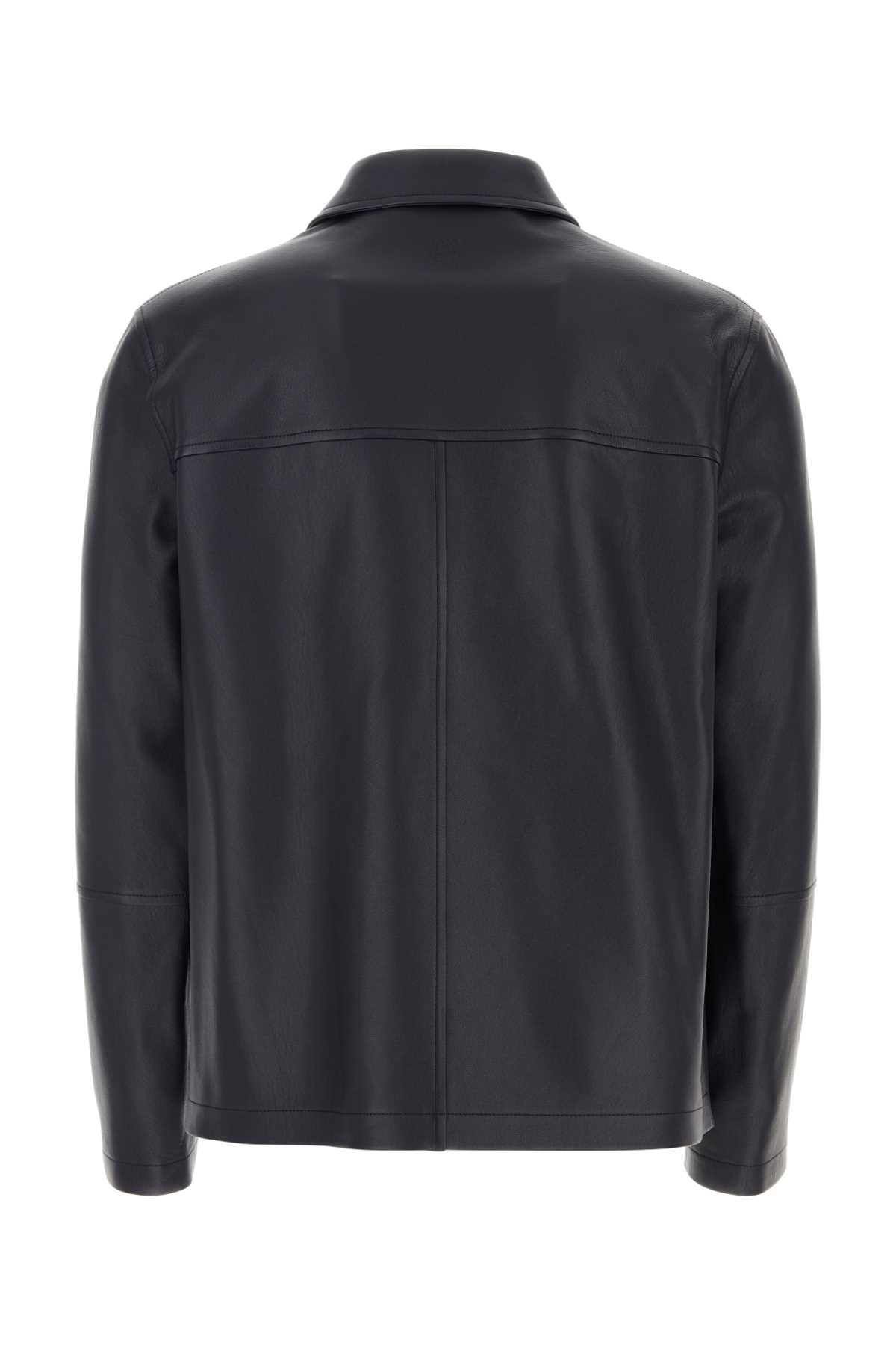 Loewe Black Nappa Leather Shirt In Darknavy