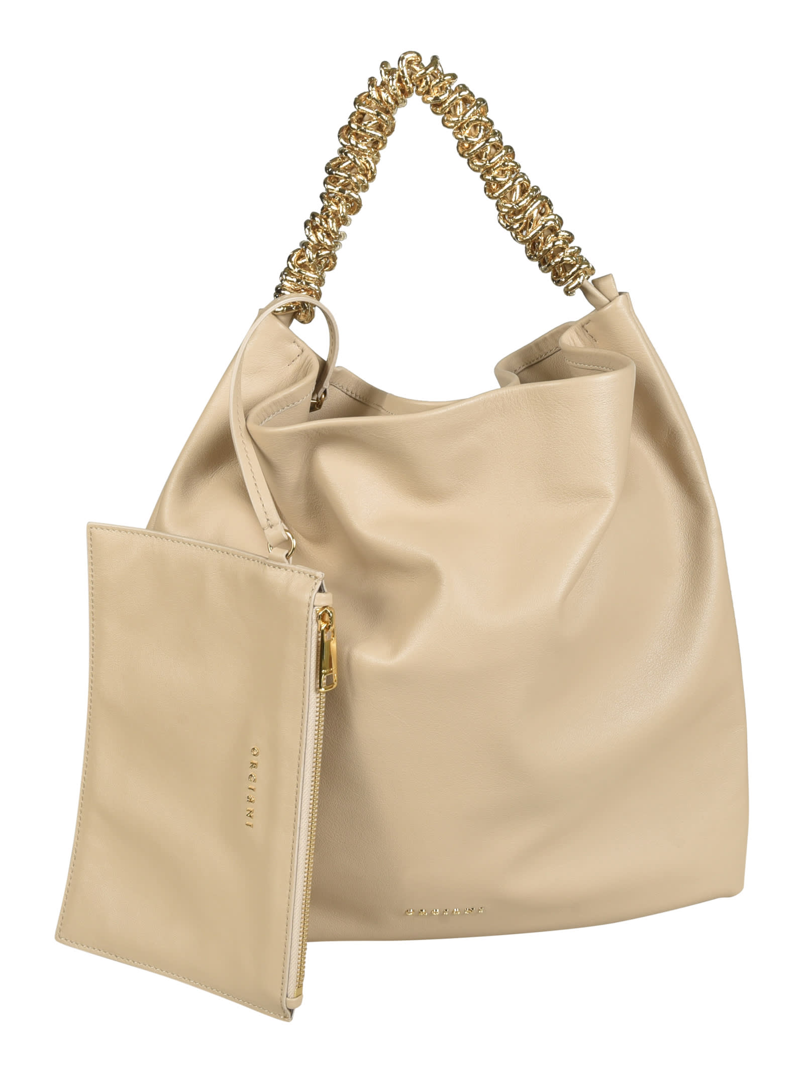 Shop Orciani Chain Strap Shoulder Bag In Ivory