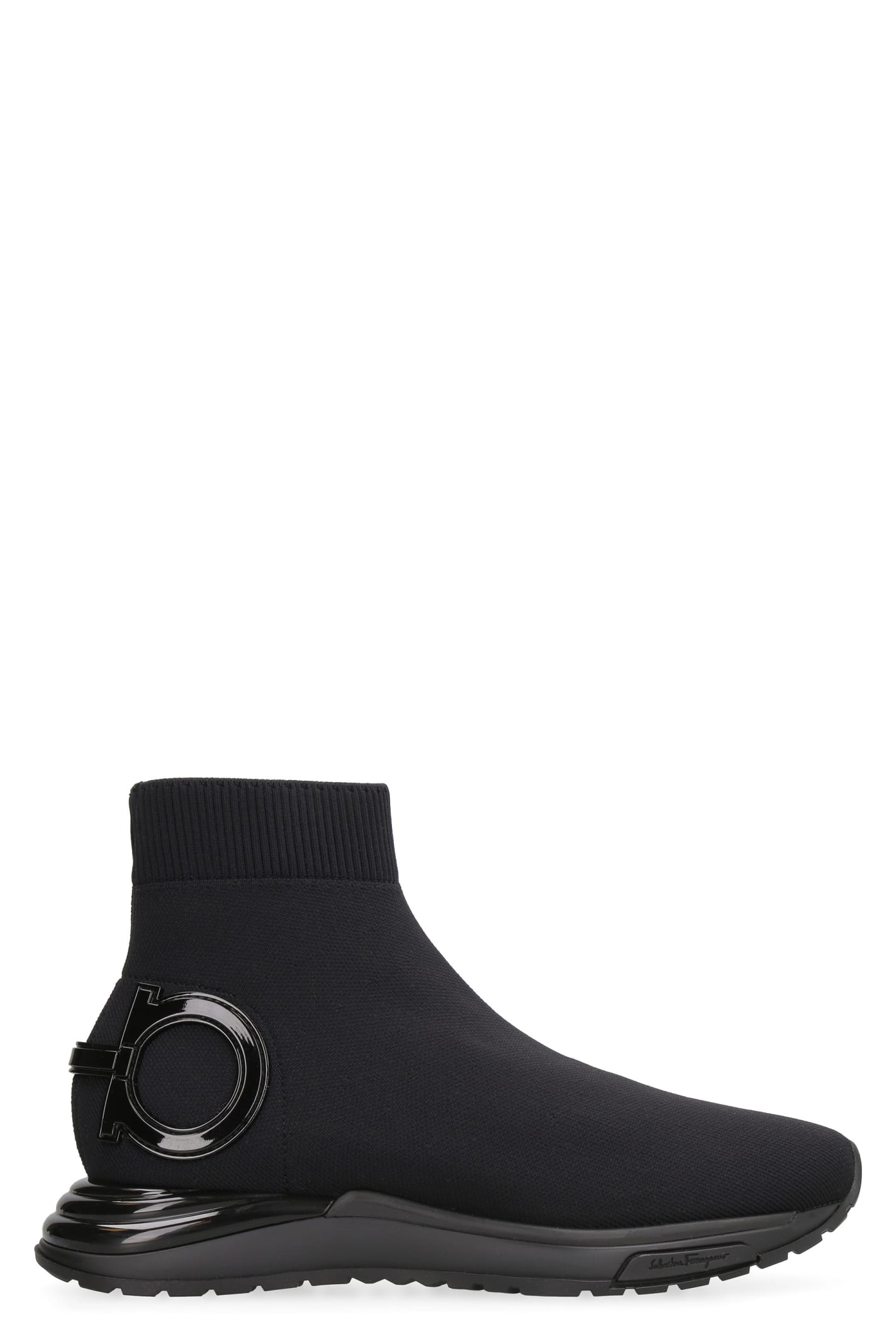 Ferragamo Knitted Sock-style Sneakers In Black