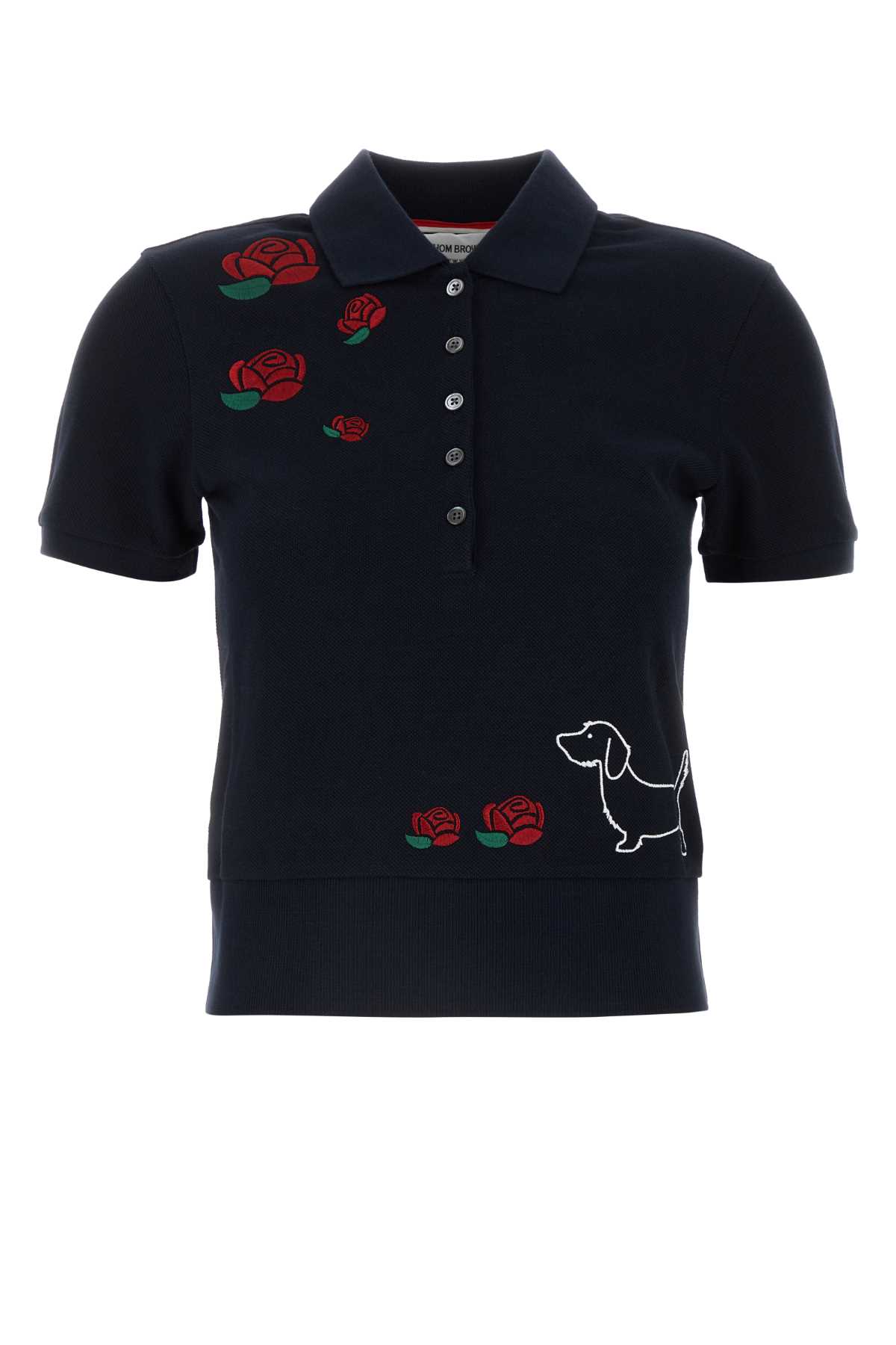 Shop Thom Browne Navy Blue Piquet Polo Shirt