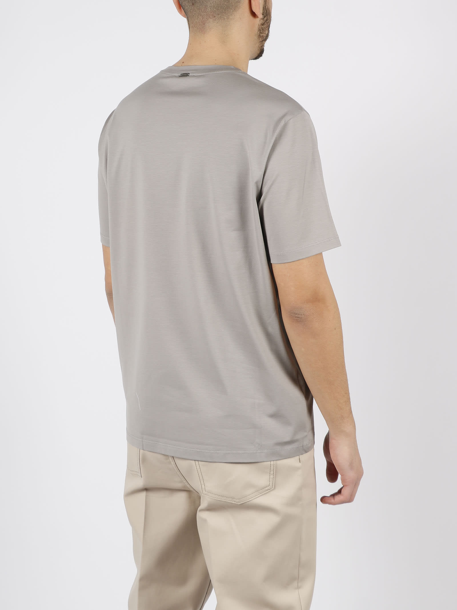 Herno Crew-neck Short-sleeve T-shirt In Gray
