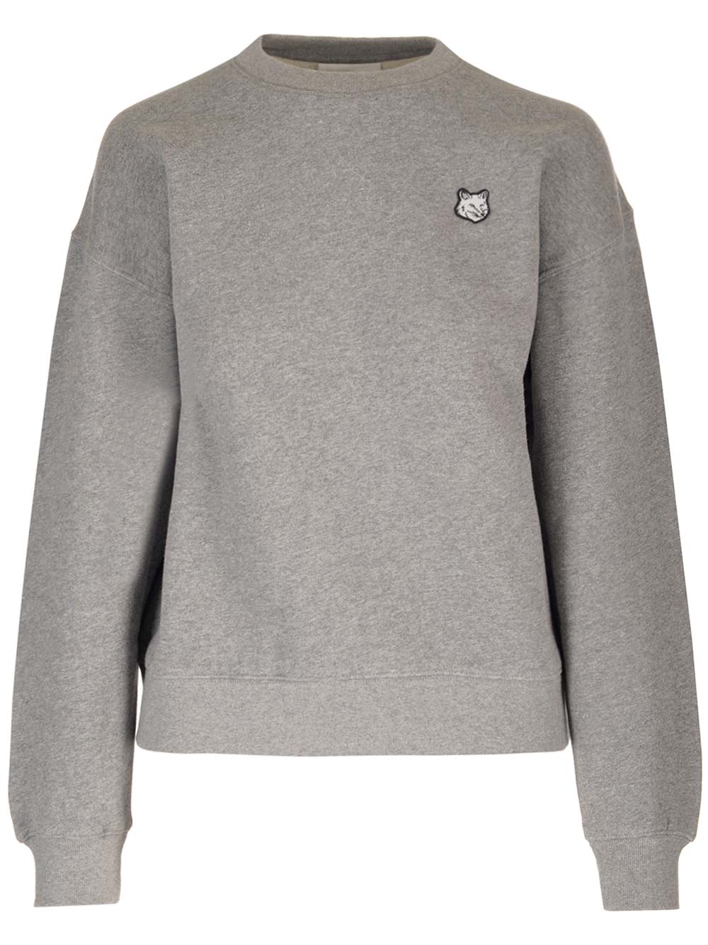 MAISON KITSUNÉ GRAY SWEATSHIRT WITH FOX PATCH