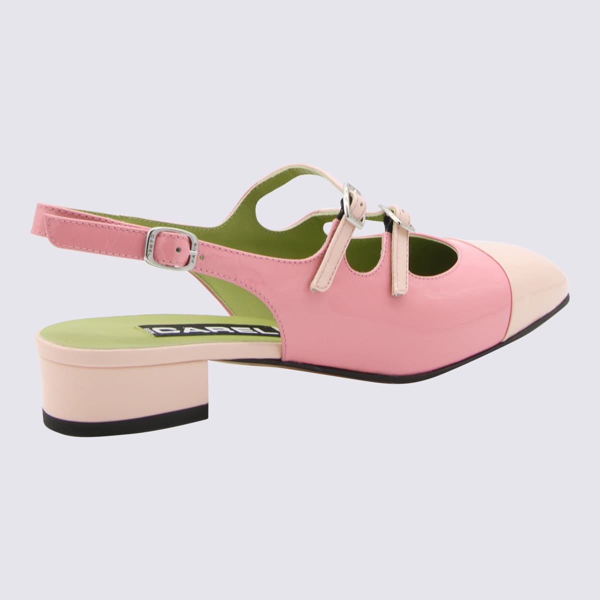 Shop Carel Pink And Nude Leather Abricot Flats