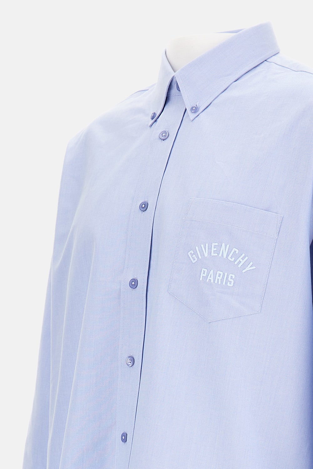 Givenchy Embroidered Logo Long-sleeved Shirt In Blue
