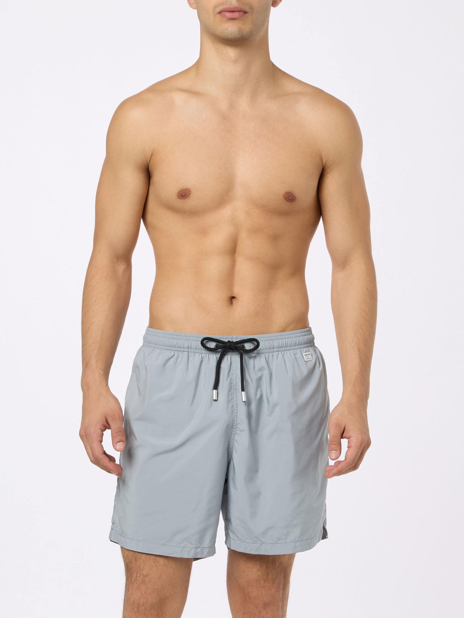 Mc2 Saint Barth Man Lightweight Fabric Grey Swim-shorts Lighting Pantone Pantone Special Edition In Grey