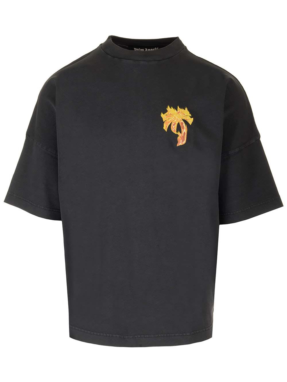 Shop Palm Angels Crew Neck T-shirt In Black