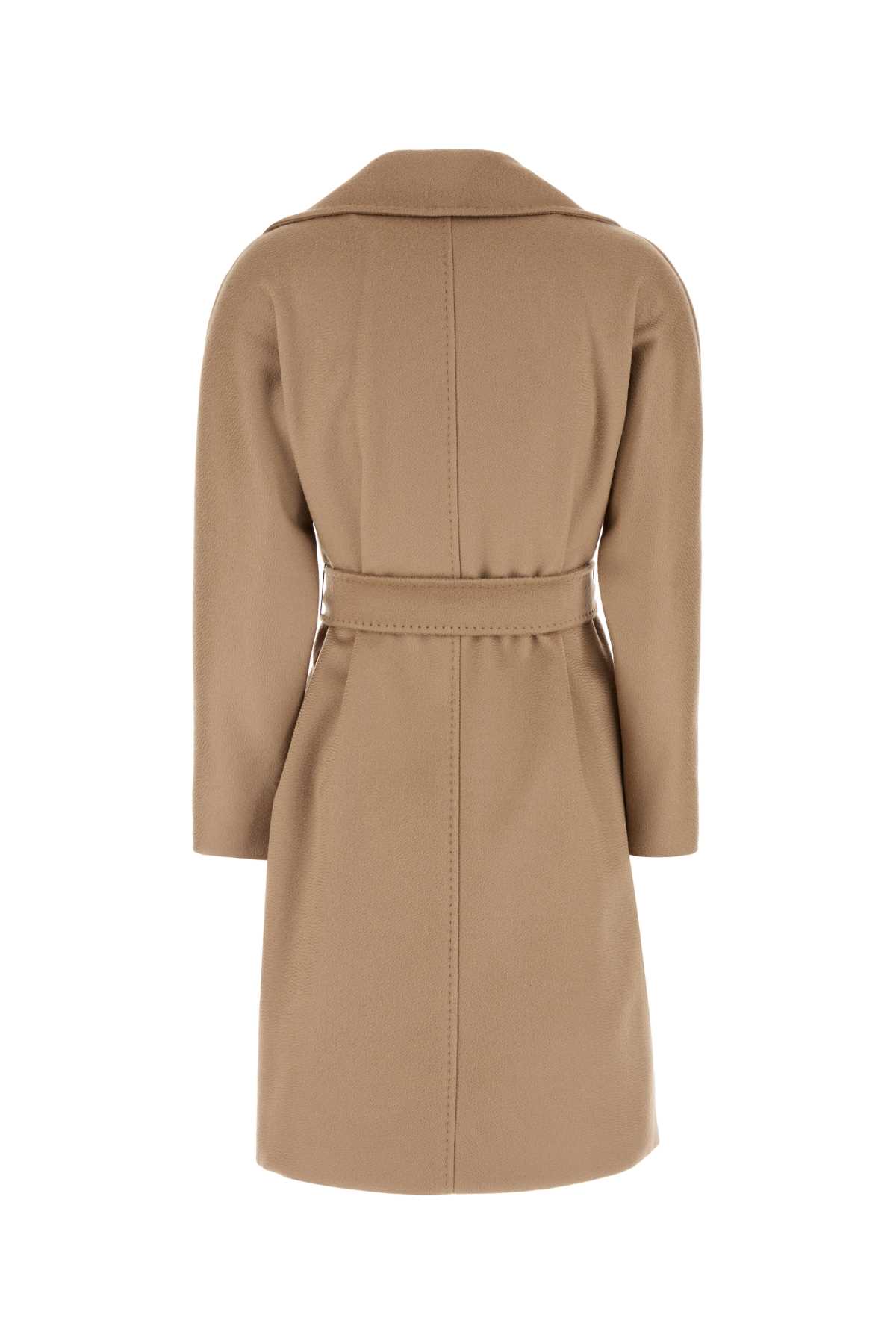 Max Mara Belted Waist Hooded Jacket Pockets In Brown