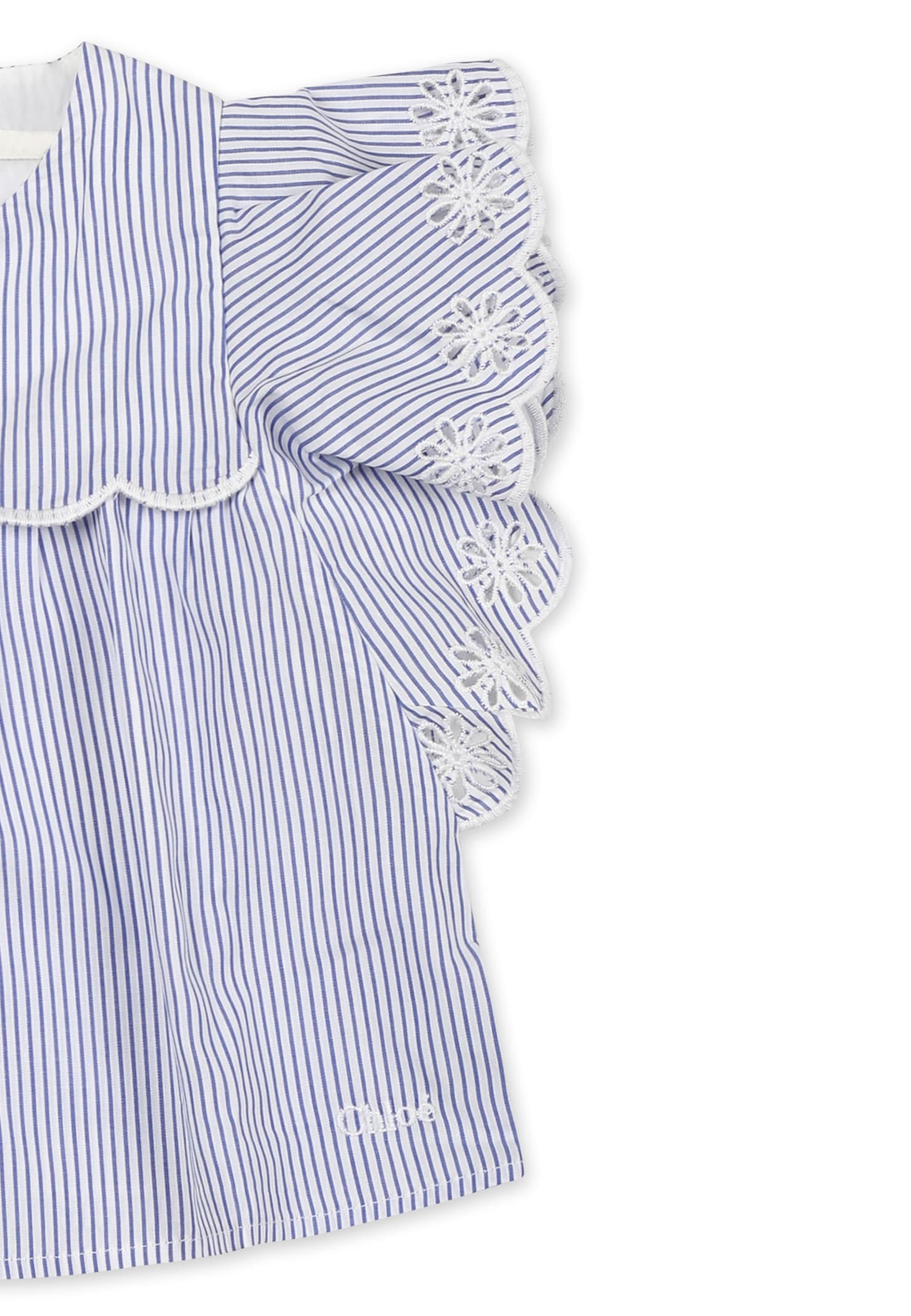 Shop Chloé Light Blue Top For Baby Girl With Flowers