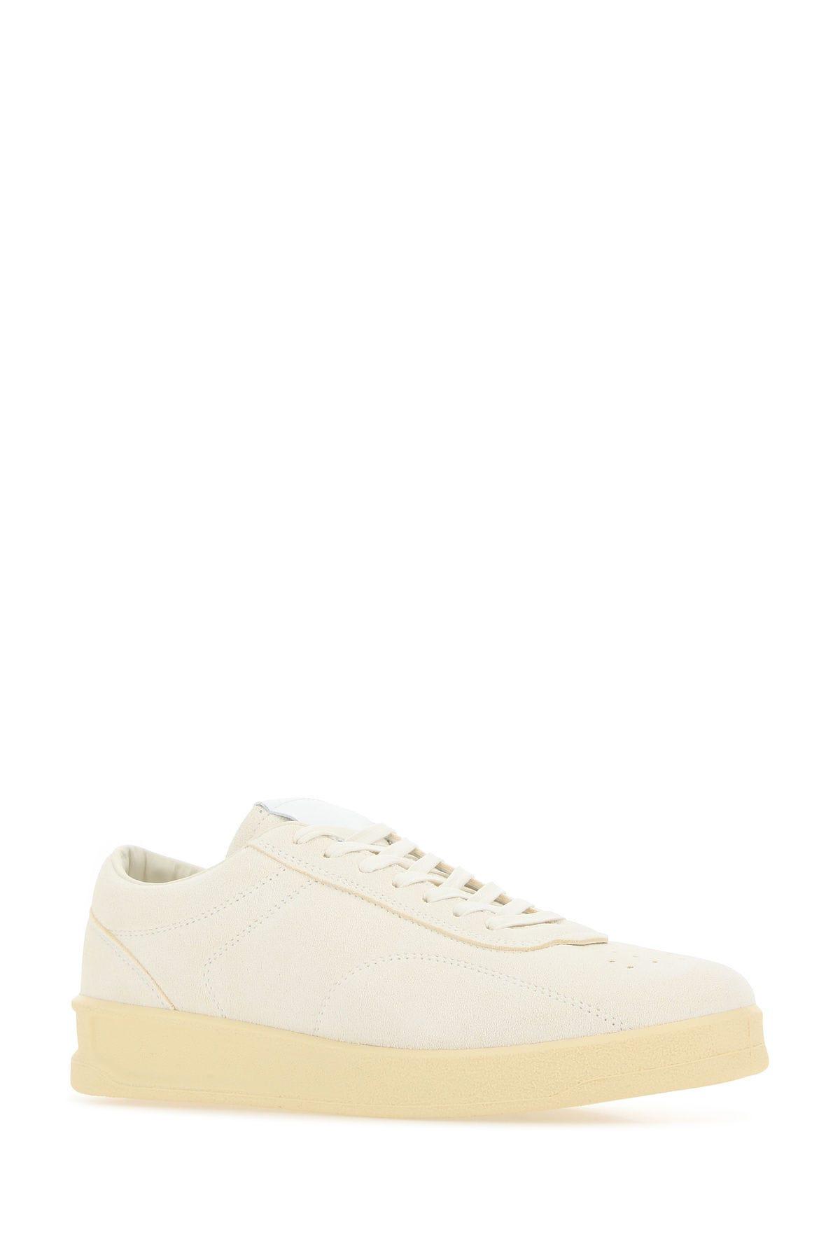 Shop Jil Sander Ivory Suede Sneakers In Bianco