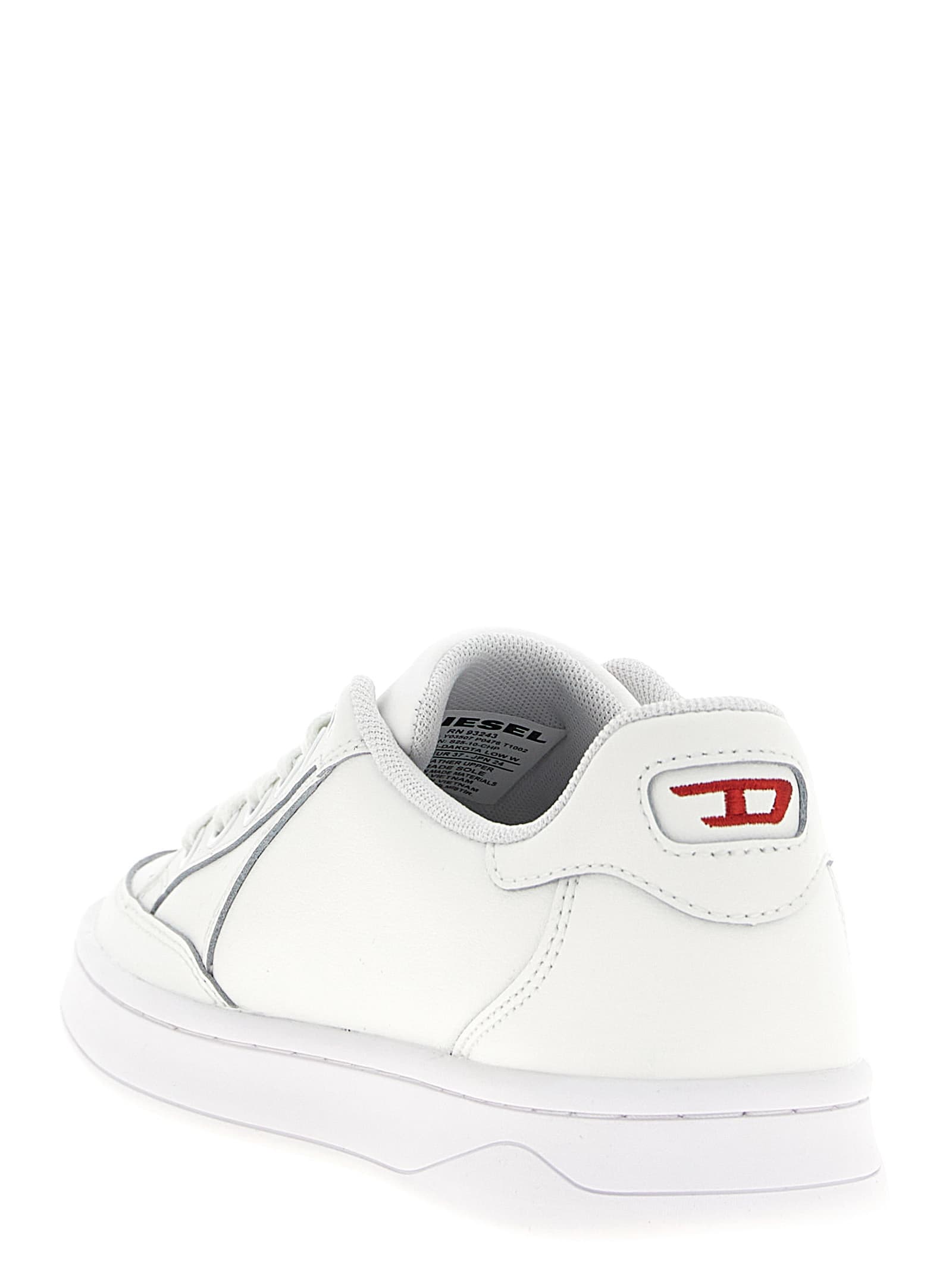 Diesel Low-top Sneakers With Perforated Design And Rubber Sole In White