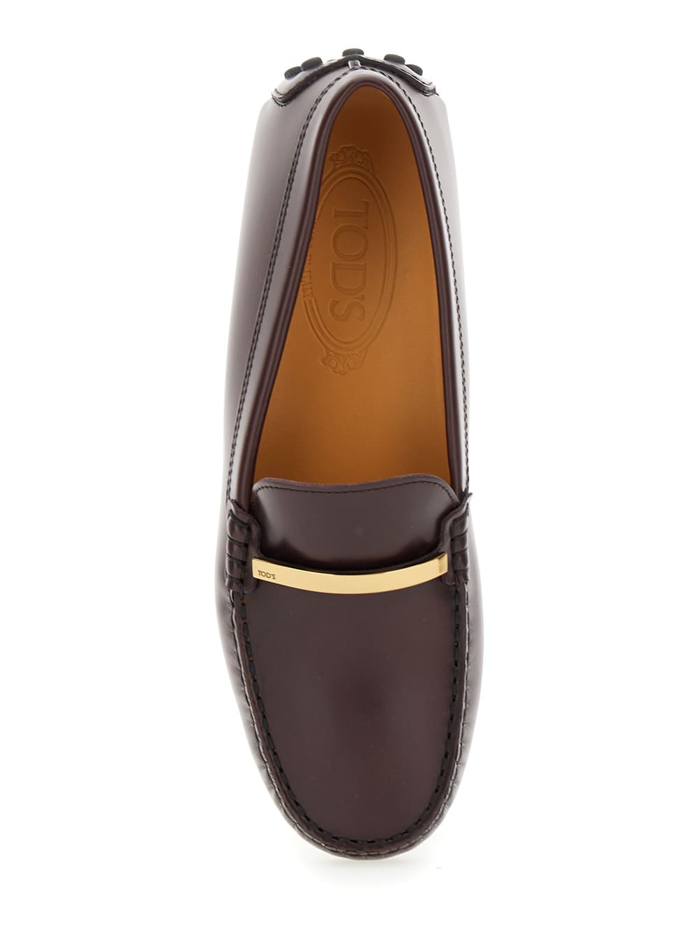 Shop Tod's Brown Loafers With Logo Plaque And Rubber Sole In Leather Woman