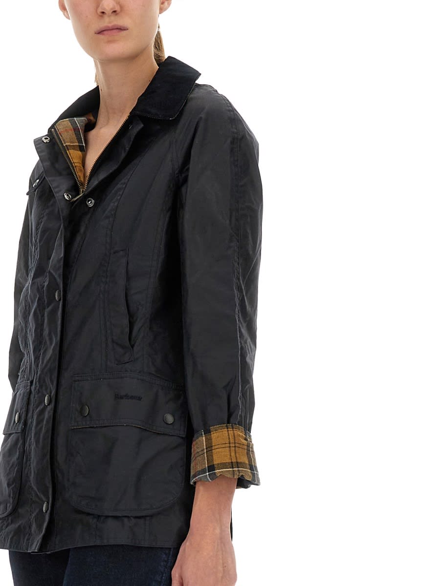 Barbour Black Beadnell Waxed Jacket In Blue