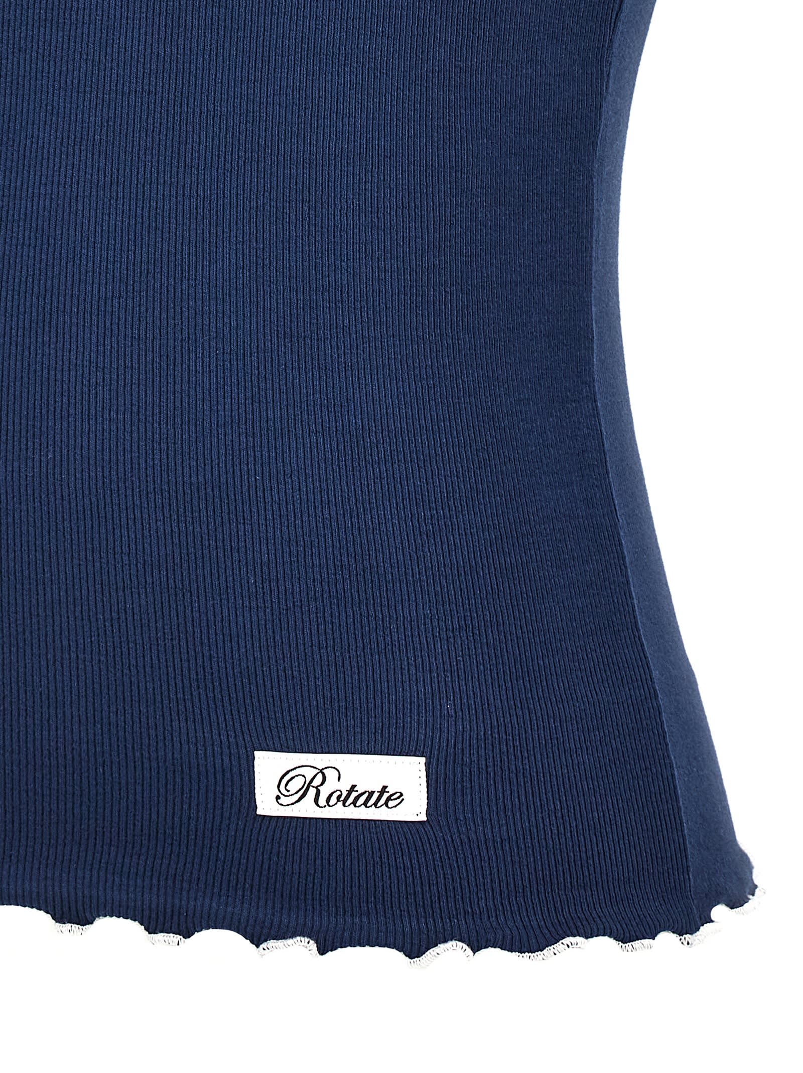 Rotate Birger Christensen Sculpted Ribbed Tank Top With Scoop Neck In Blue