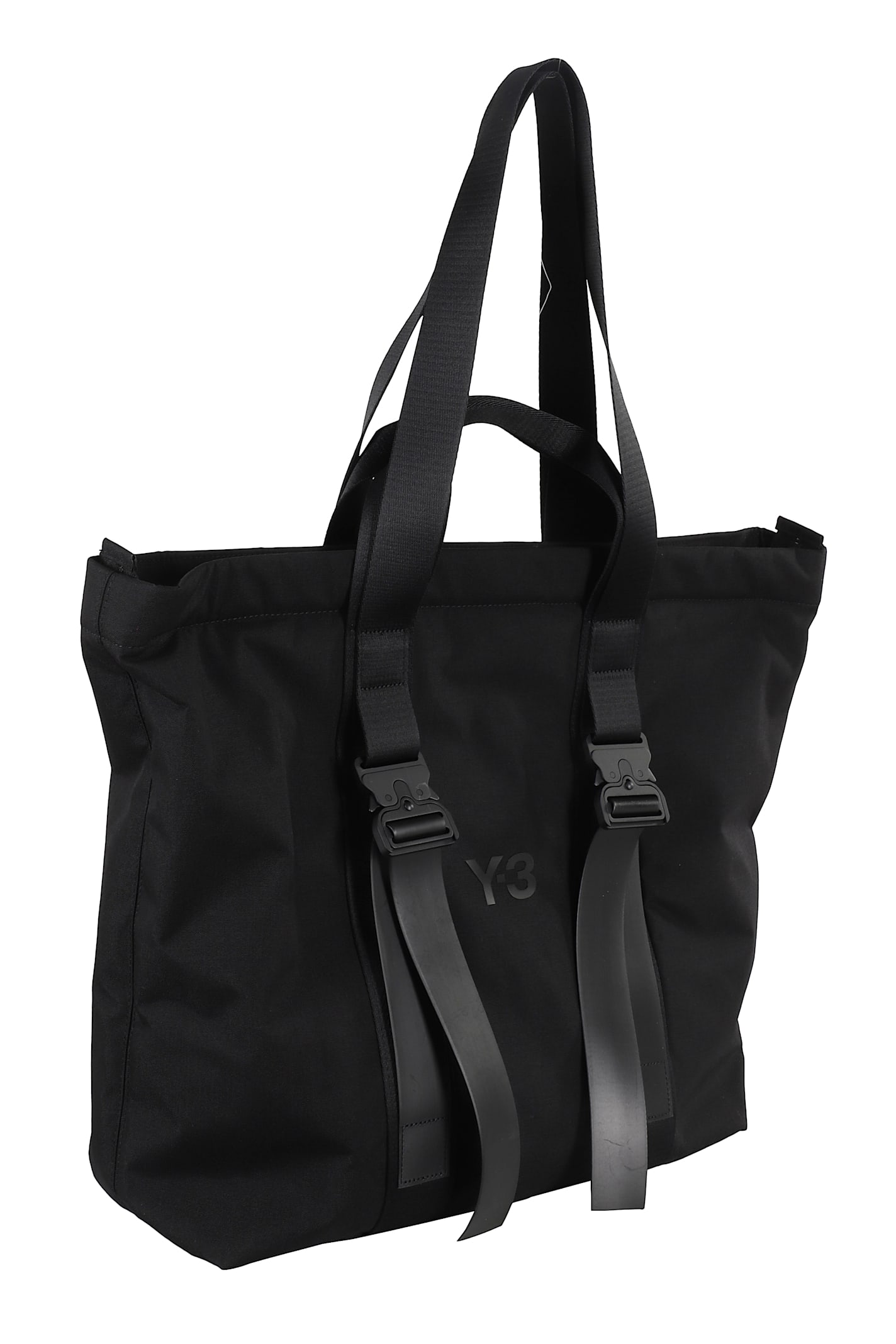 Y-3 Spacious Tote Bag With Leather Straps And Embossed Logo In Black