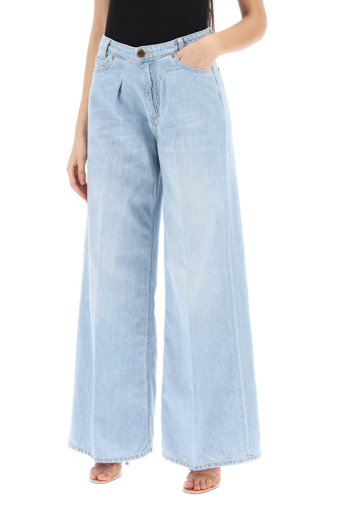 Pinko Pozzillo Wide Leg Jeans In Pjn Lavaggio Bleach Chiaro