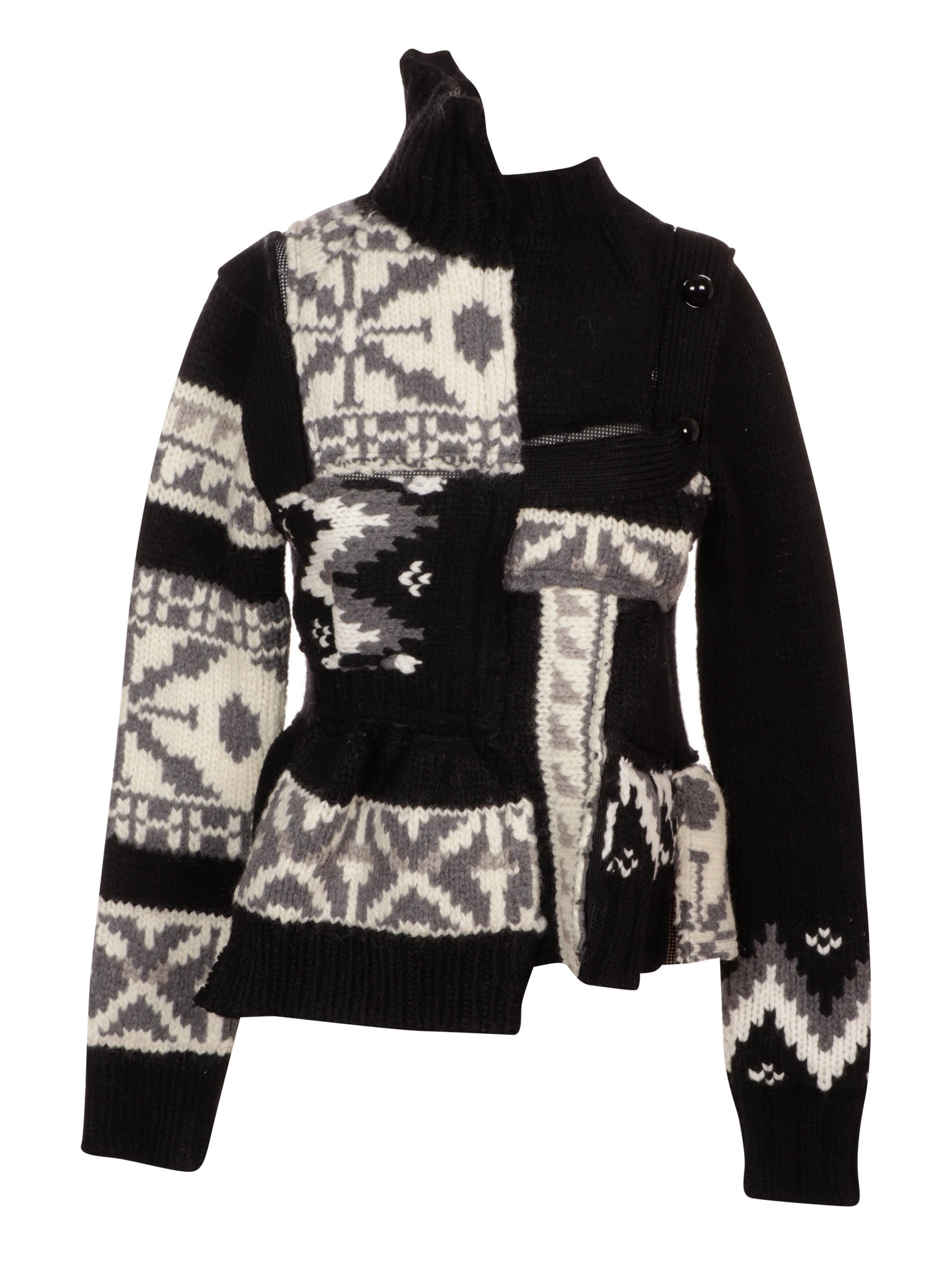 Sacai Nordic Patchwork Knit Pullover