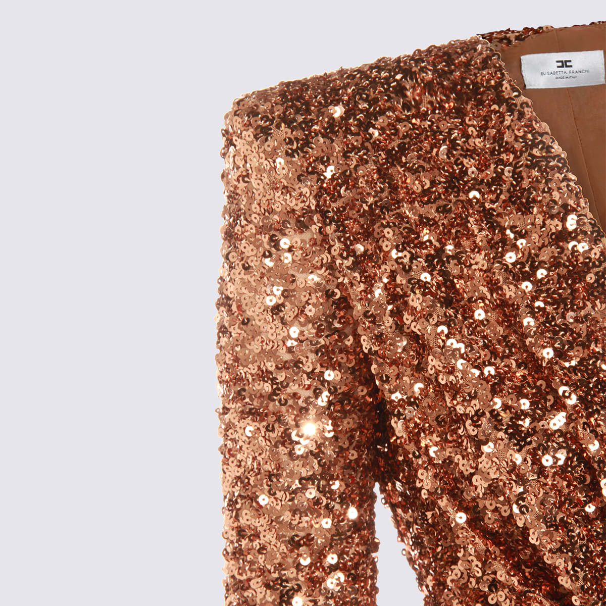 Elisabetta Franchi Sequin Embellished Maxi Dress V-neckline In Brown