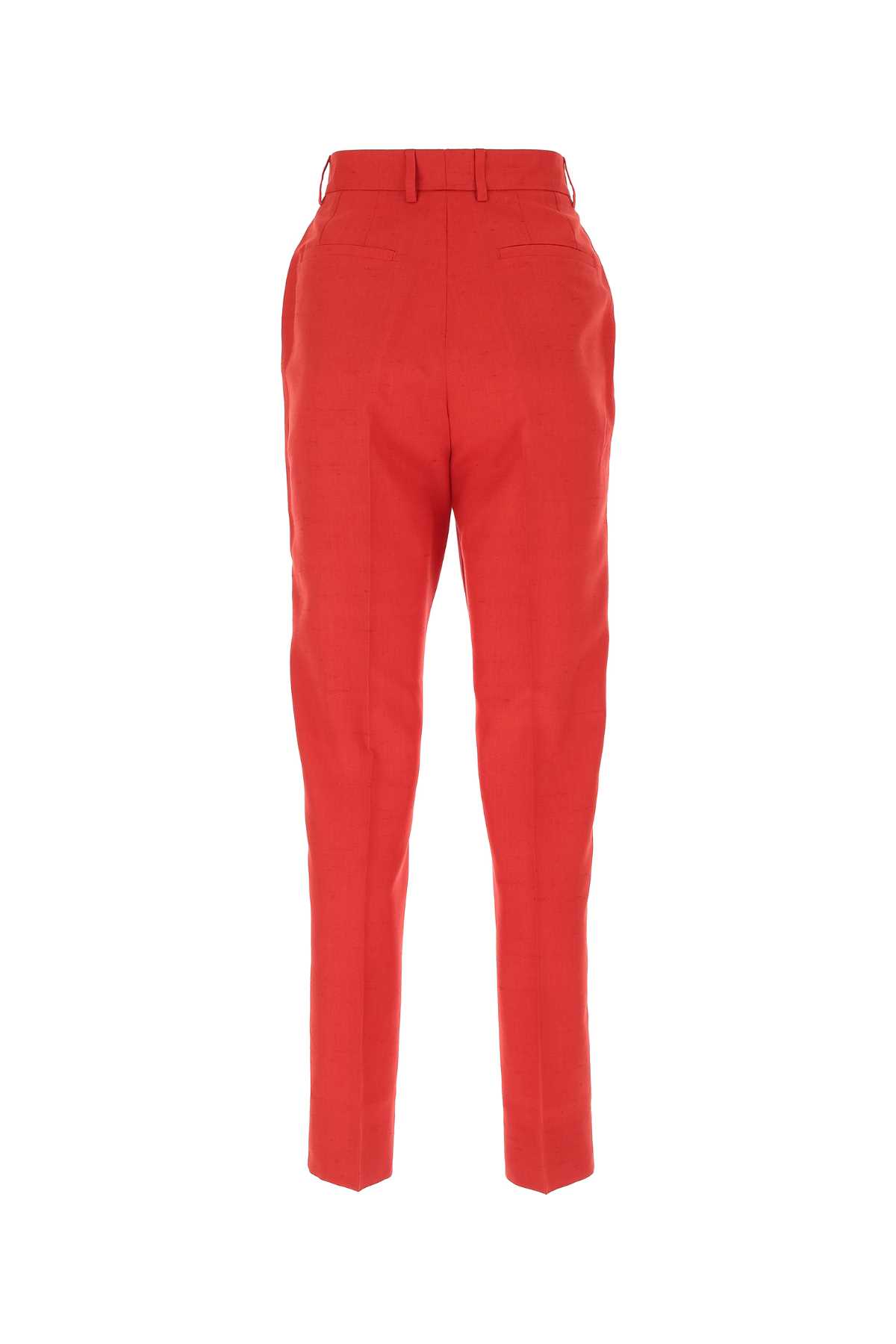 Shop Dolce & Gabbana Red Silk Blend Sigarette Pant In R0365
