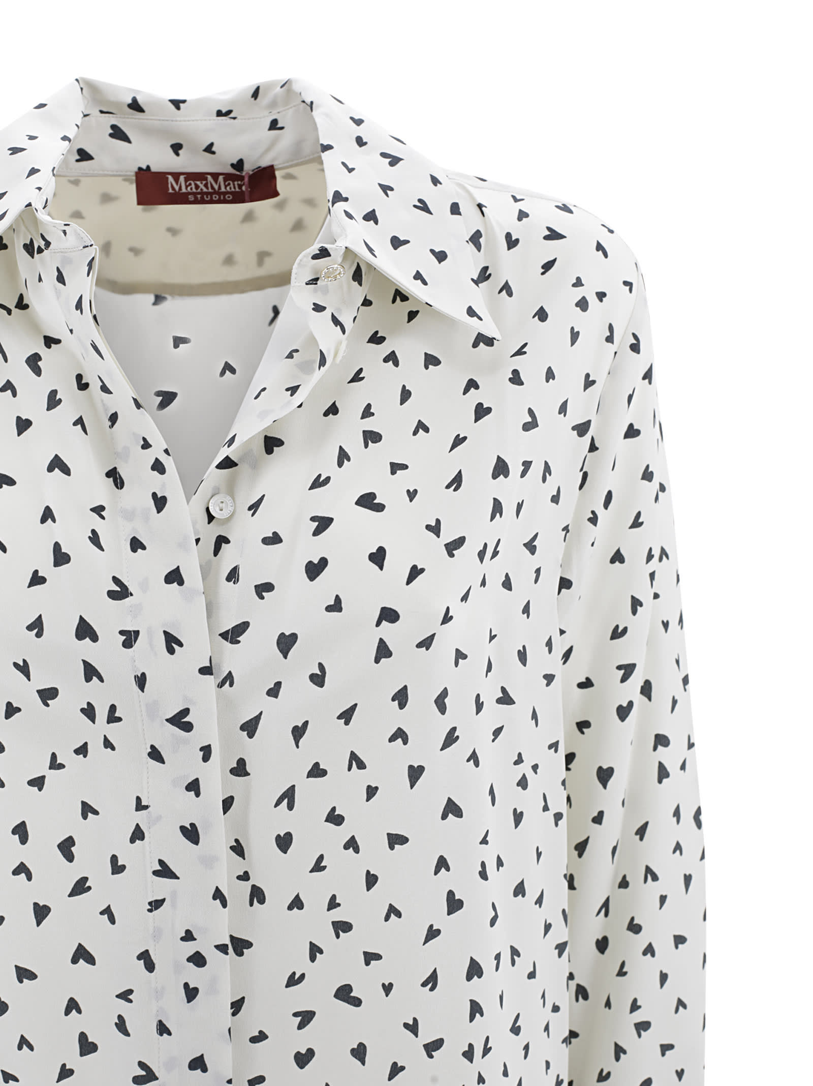 Shop Max Mara Printed Crepe De Chine Shirt In White