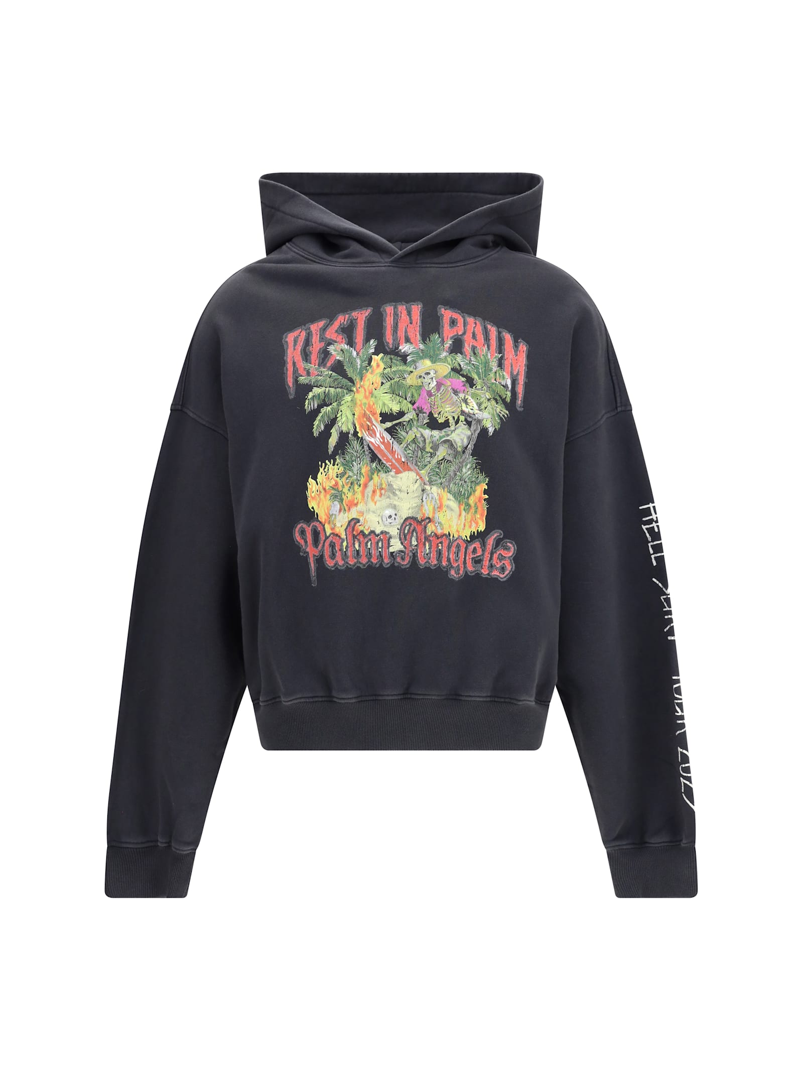 Palm Angels Rest In Palm Loose Hoodie In Black
